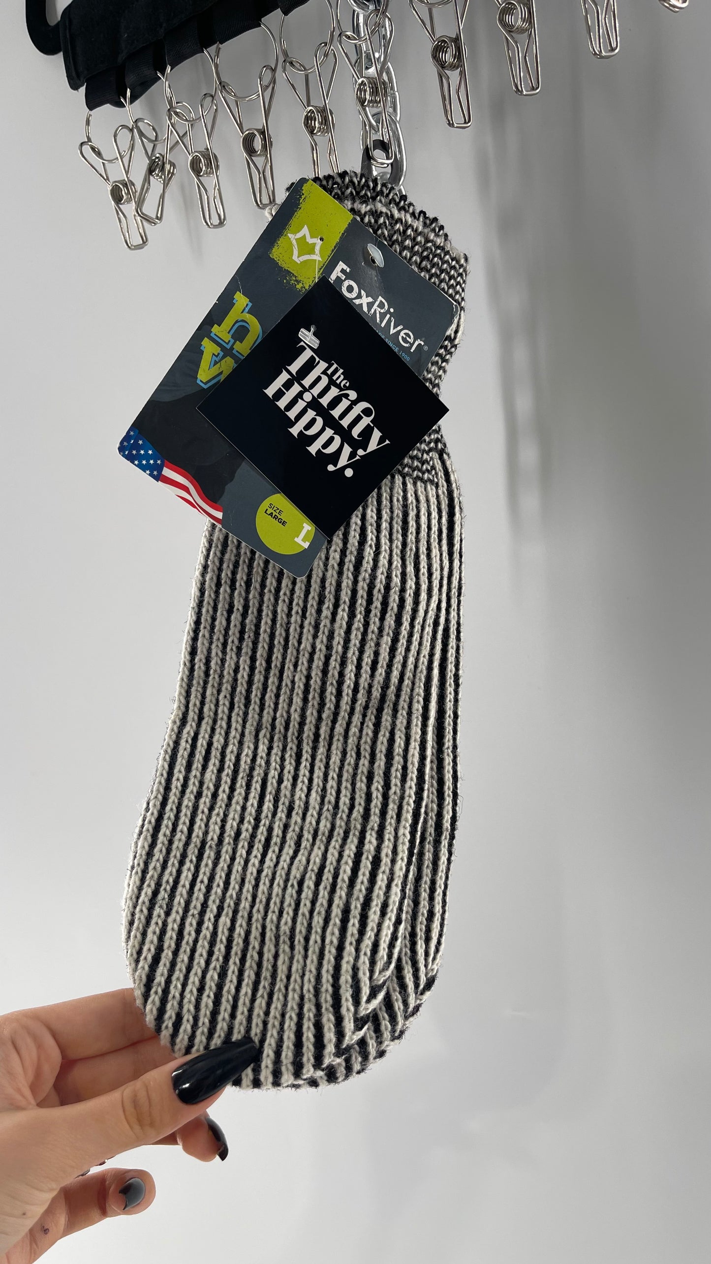 Deadstock Vintage Fox River 50% Wool Black White Mittens