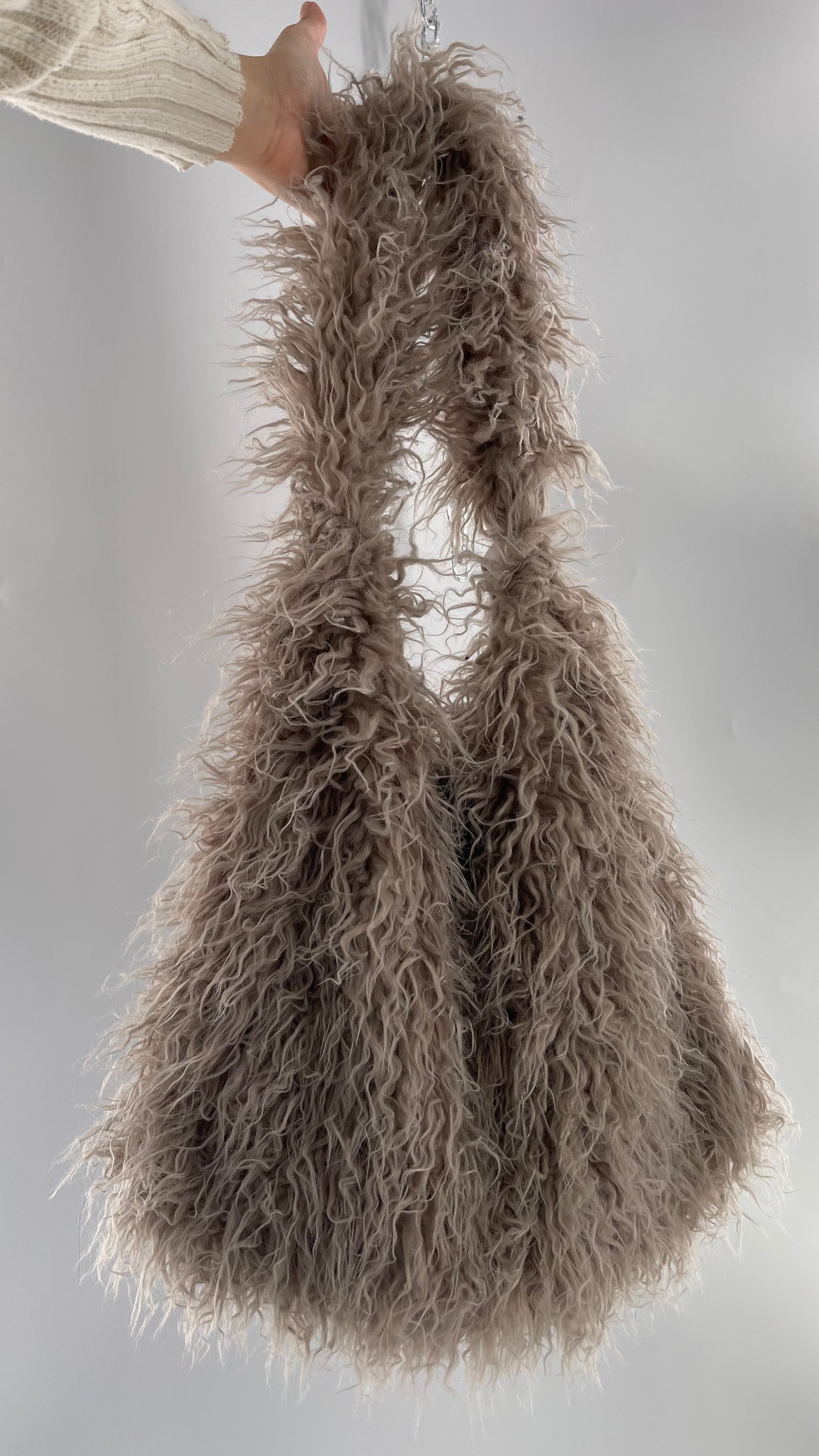 Free People Grey Shaggy Tote Bag