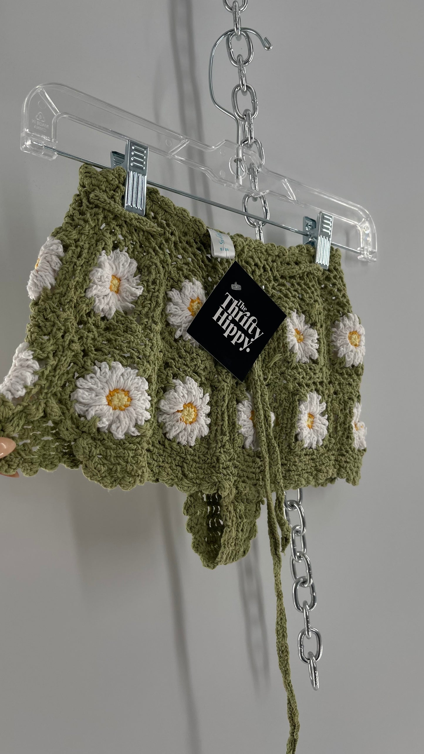 AndiBagus Hand Made Crochet Daisy Fields High Waisted Shorts/Cover Up (XS/S)