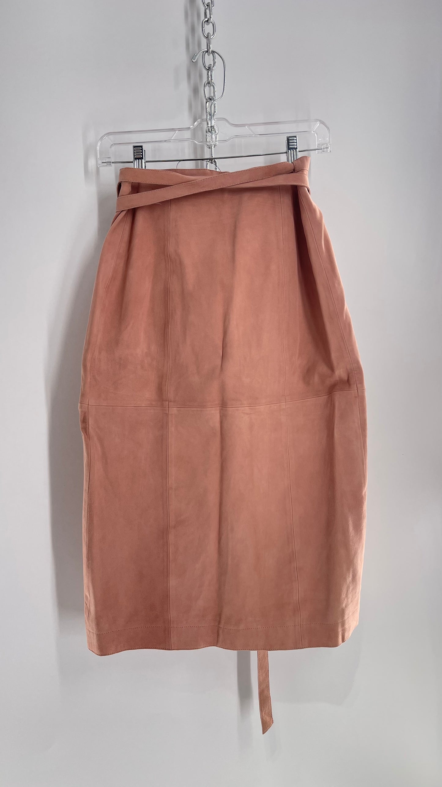 Free People Blush Genuine Suede Leather Tie Waist Long Skirt (2)