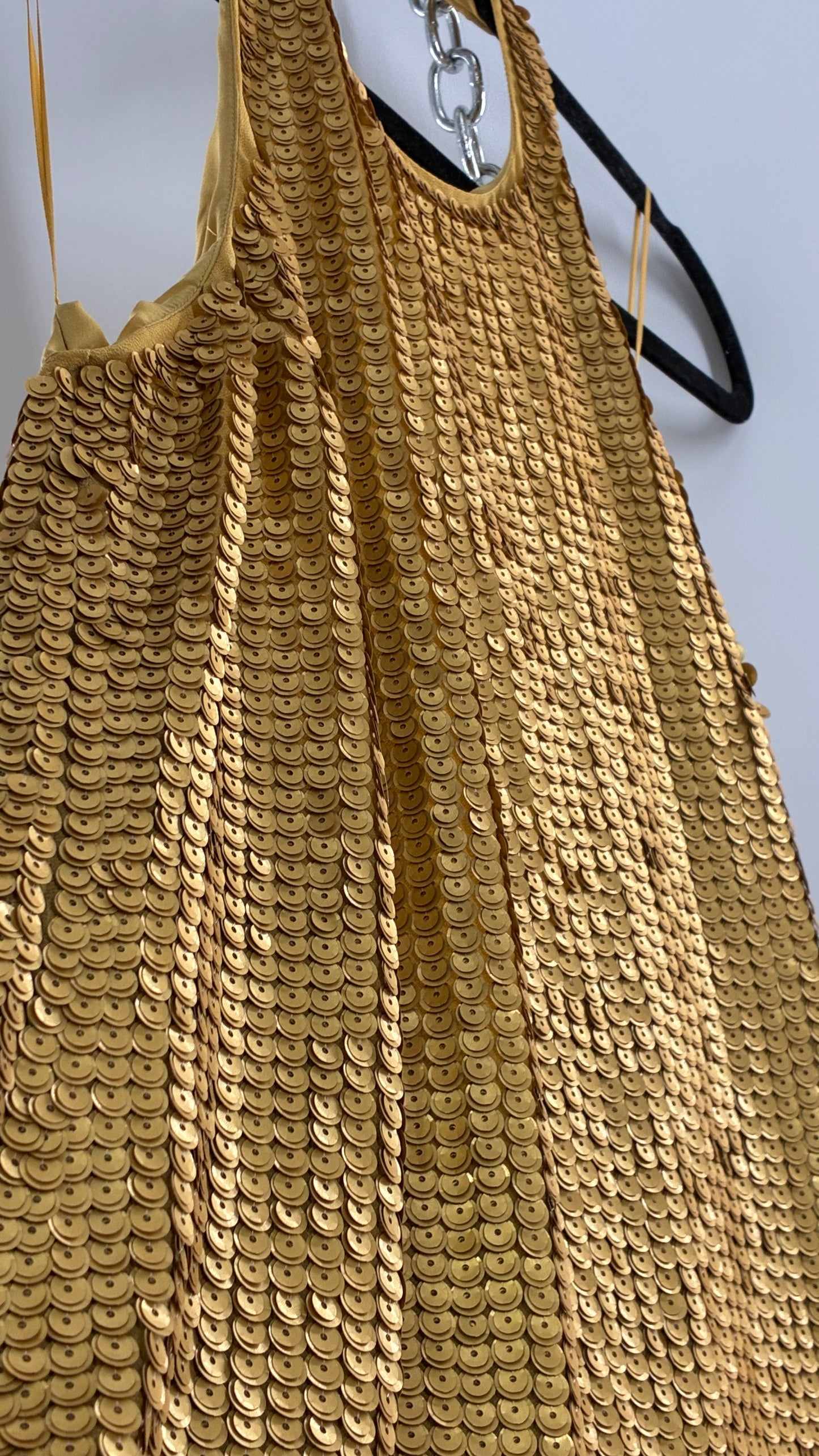 Deadstock Vintage EXPRESS Sequin Beaded Halter Mini Dress with Low Backless Detail (Medium)