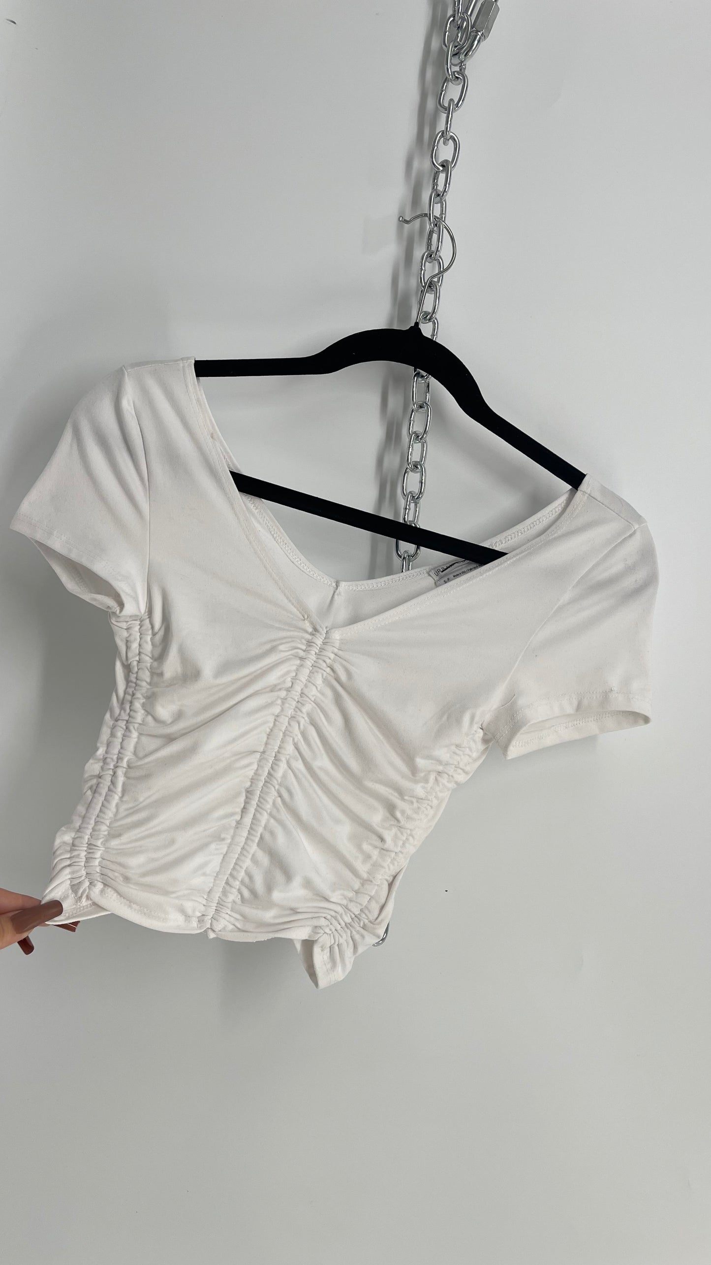 Urban Outfitters White Ruched T Shirt (Small)