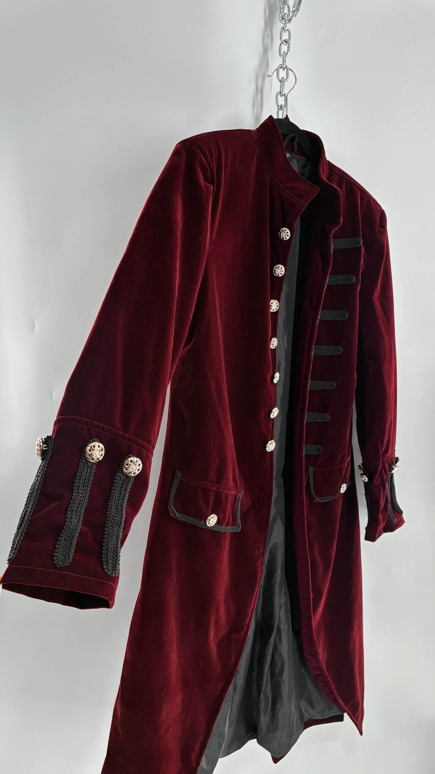Velour Crimson Steampunk Drummer Coat (XL)