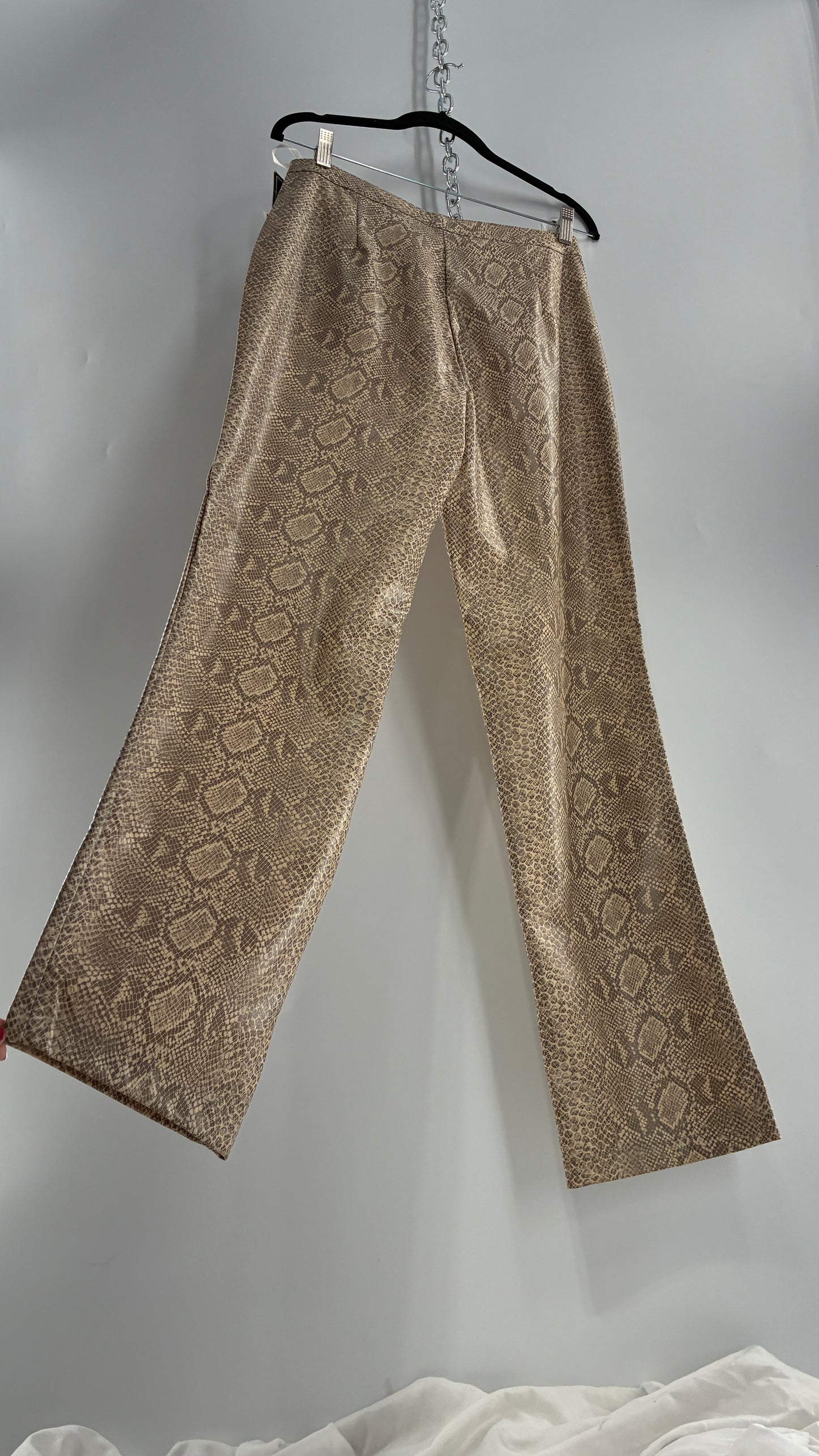 Deadstock Vintage FUDA Vegan Leather Snakeskin Patterned Straight Legs (10)