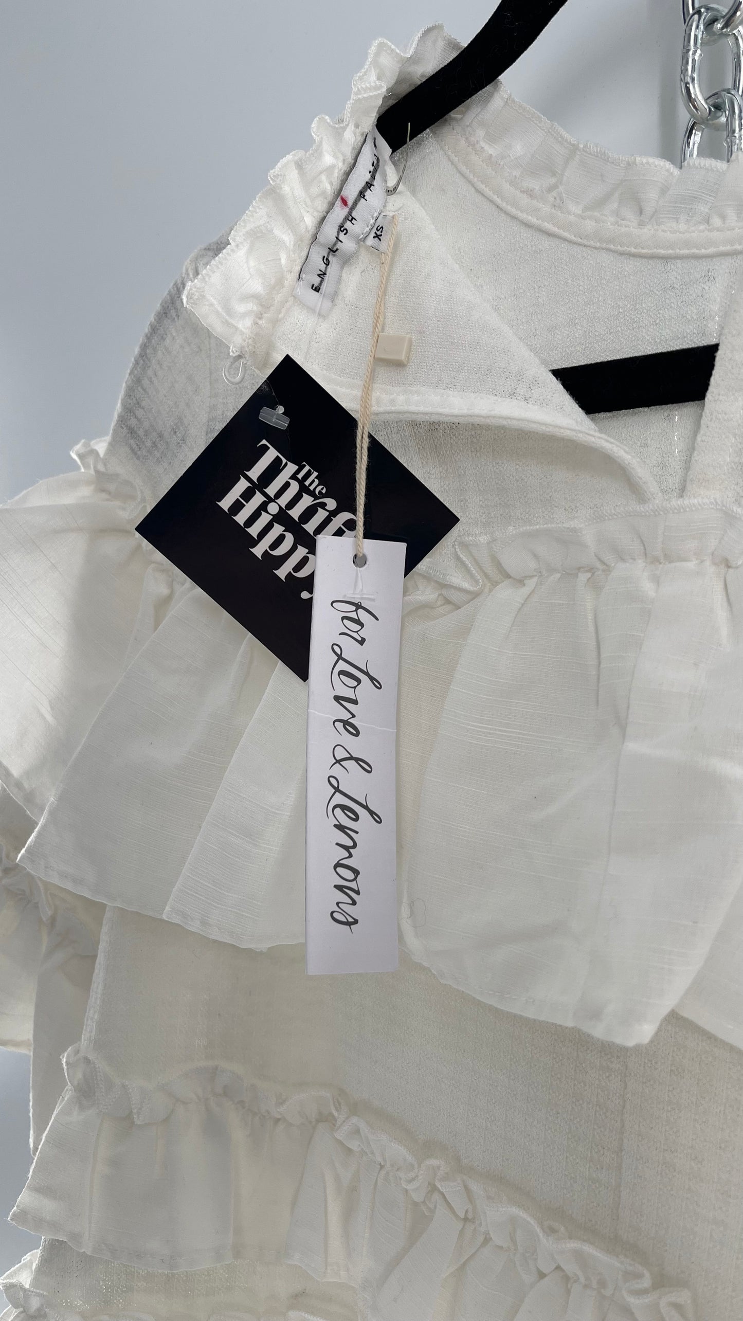 For Love and Lemons English Factory White Ruffle Cloud Blouse with Tags Attached (XS)