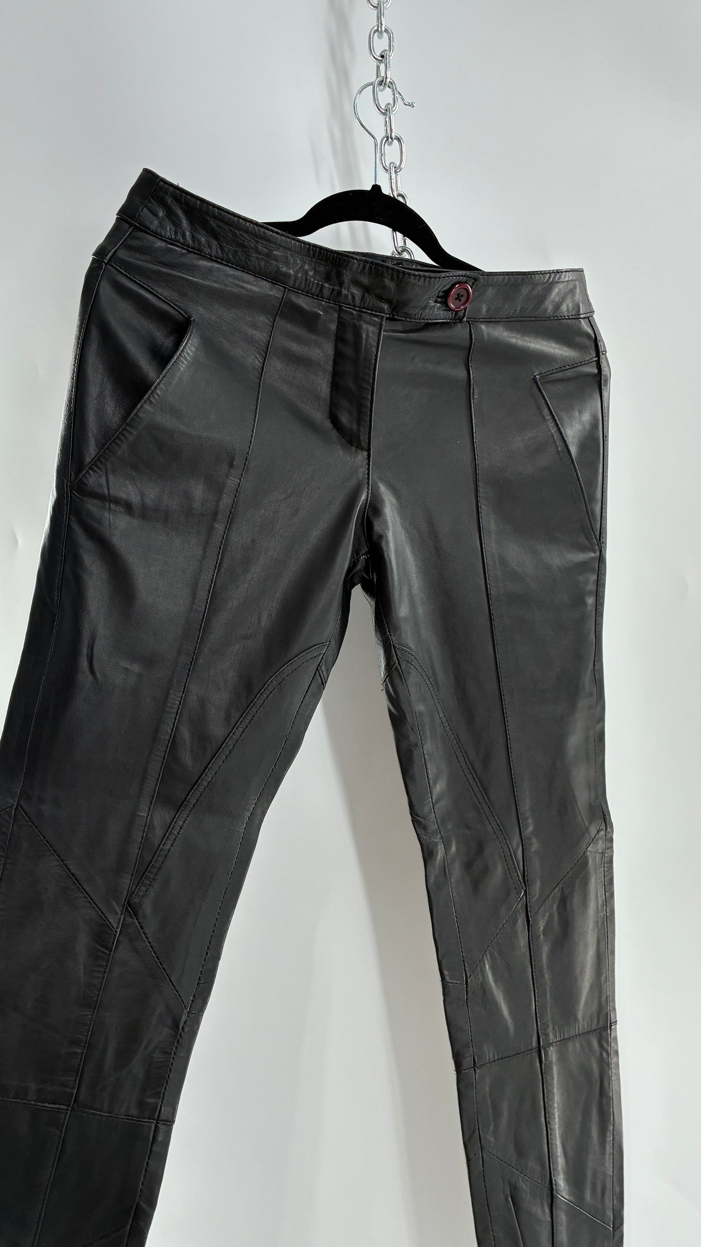 ASOS Low Rise Genuine Leather Patchwork Style Motorcycle Pants (6)