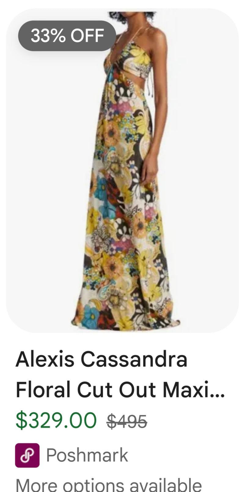 ALEXIS Cassandra Cut Out, Graphic Florals Maxi Dress (XS)
