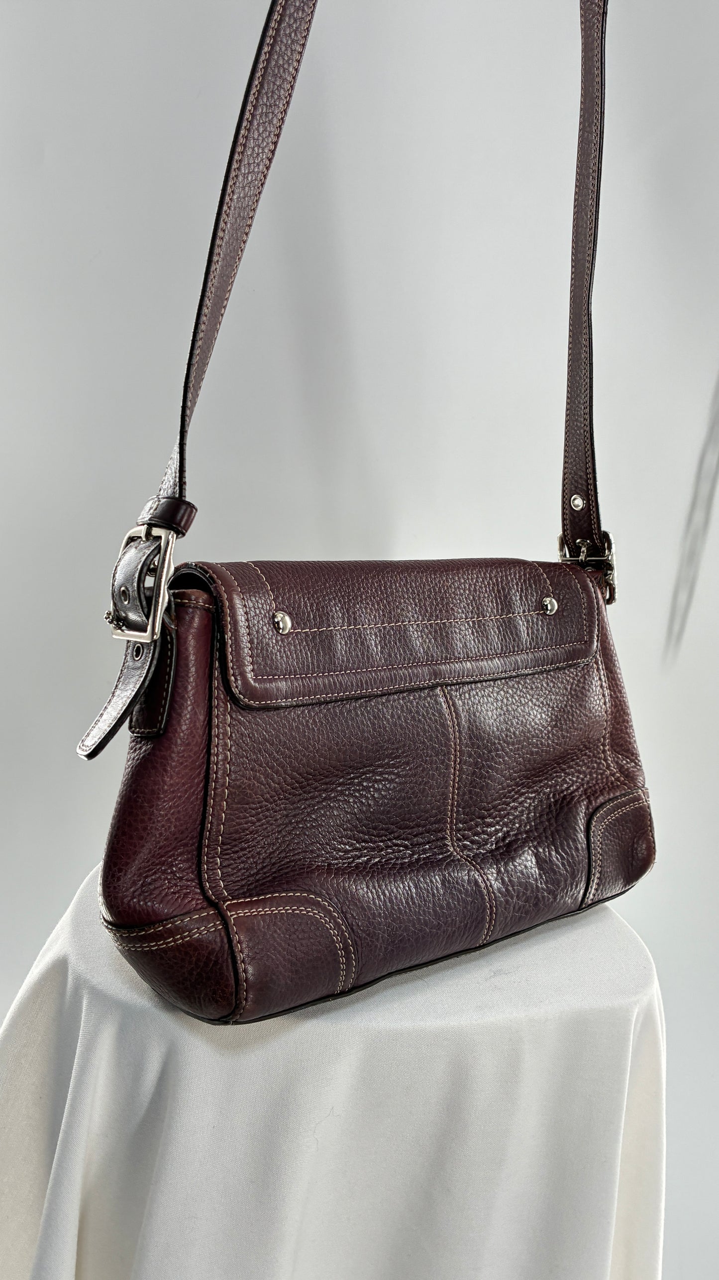 Vintage COACH Hamilton Purple Burgundy Leather Crossbody