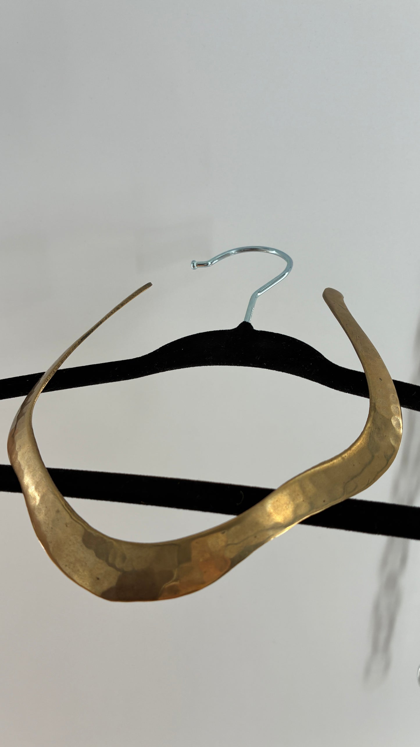 Vintage Hammered Brass Metal Choker Style Necklace