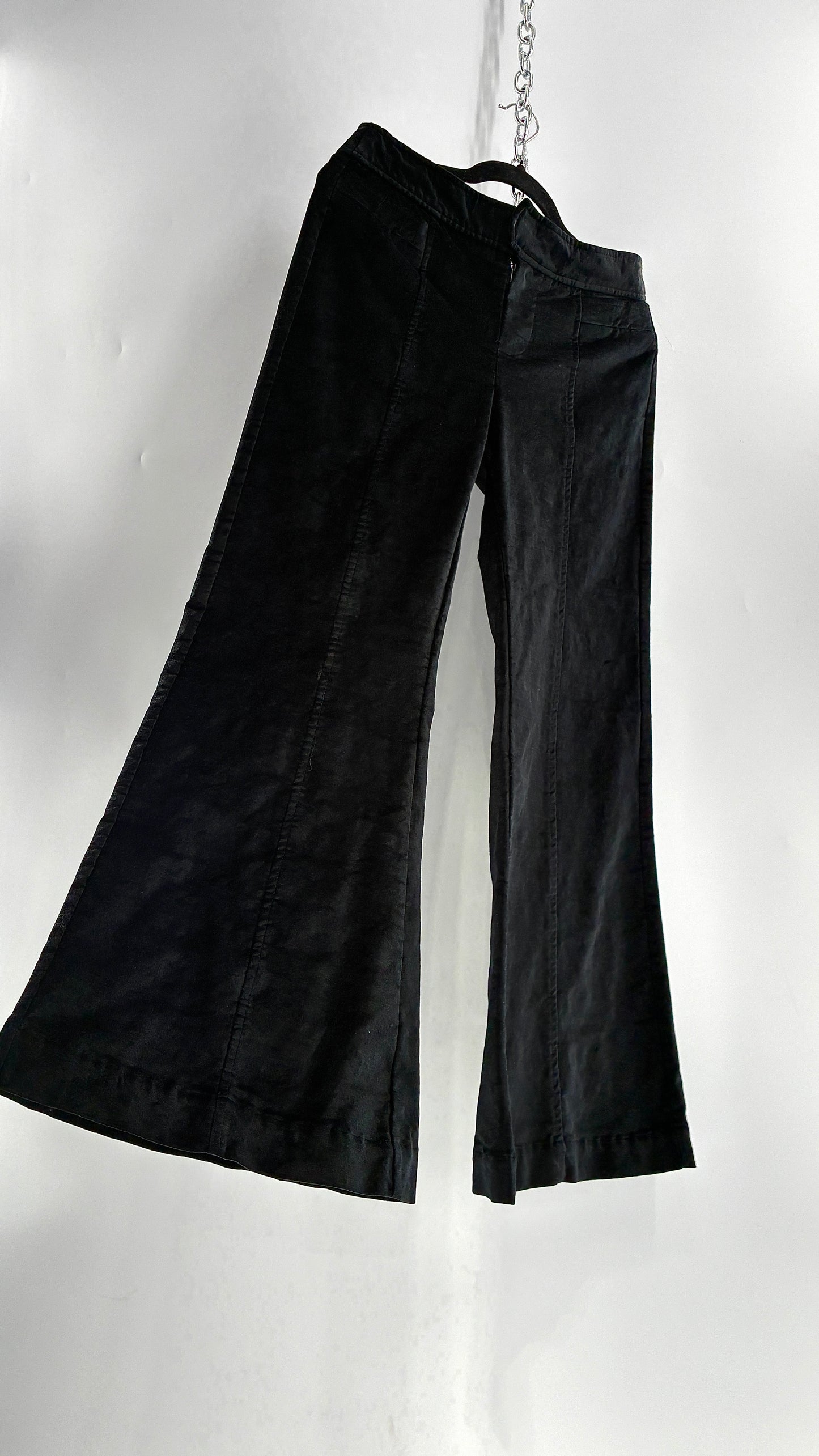 Free people Black Heavy Velour Velvet Walk with You Kick Flare Hot Pants(6)