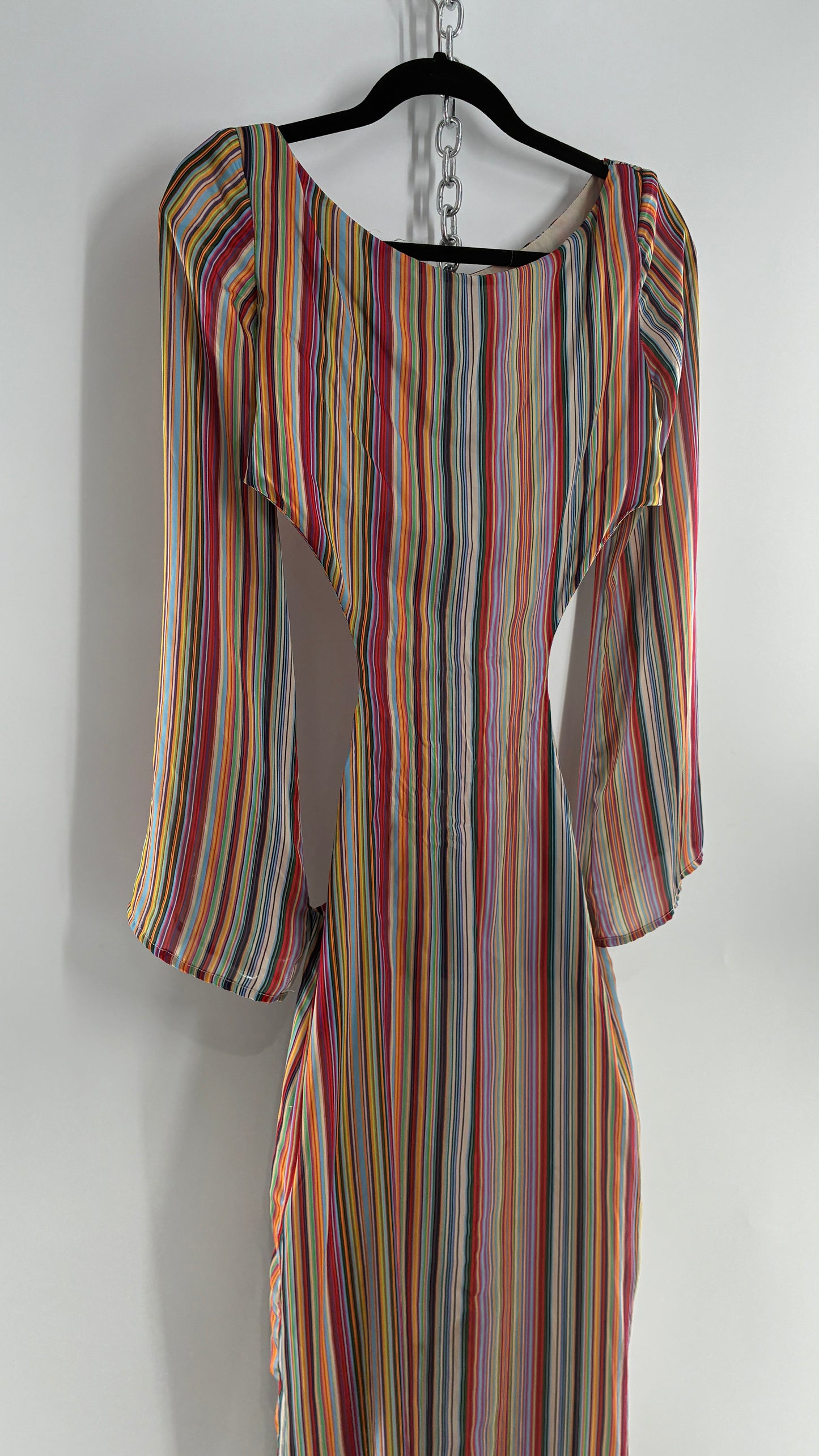 WINTERMUSE Daphne Multicolored Striped Silky Backless Cutout Dress (4)