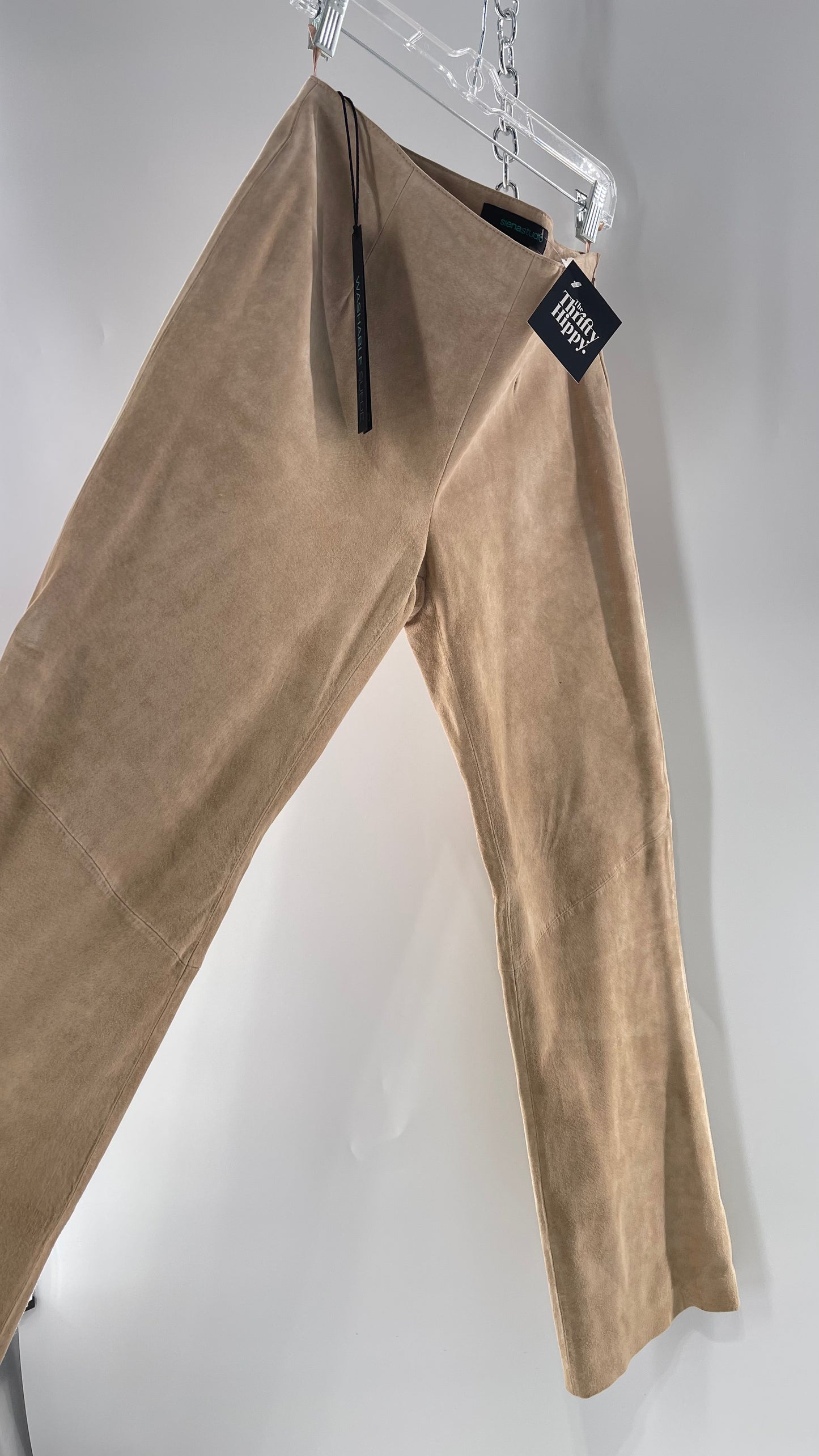 Deadstock Vintage Slouchy SienaStudio Oatmeal Tan Suede Pants (8)