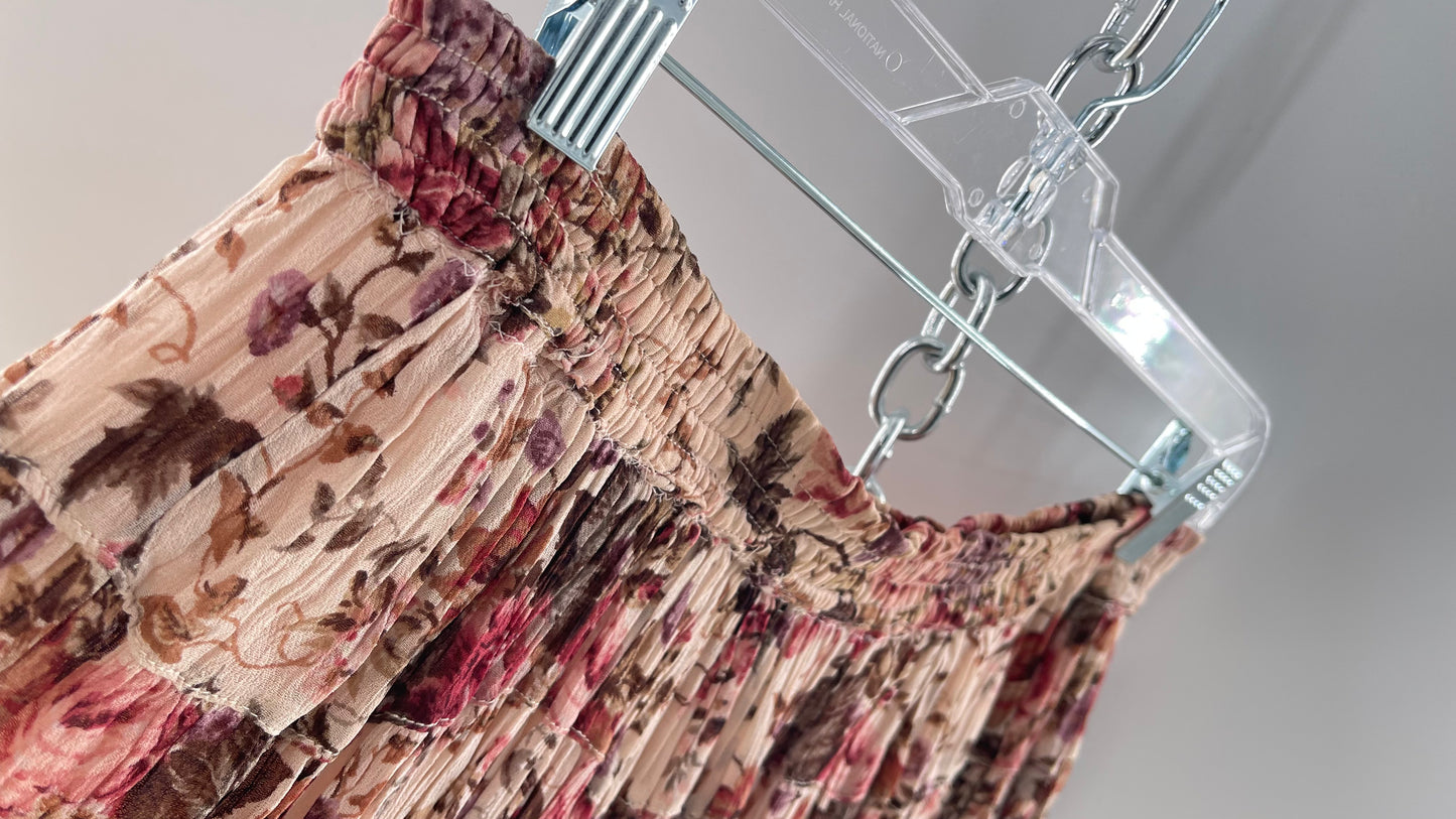 Vintage Hand Made Romantic Pink Floral Skirt (L)
