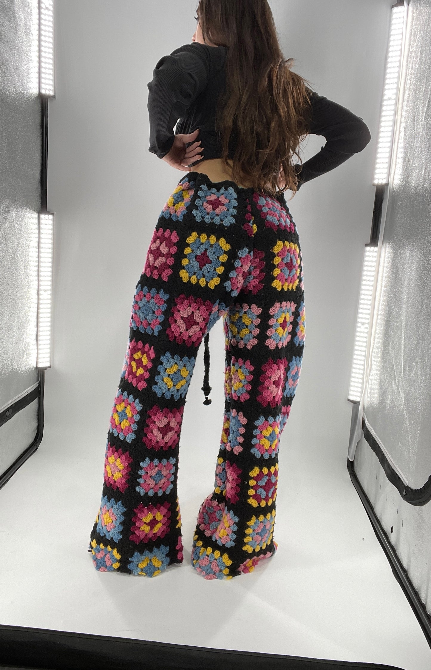 CUSTOM Handmade Granny Square High Contrast Lounge Pants (XS/S/M/L)