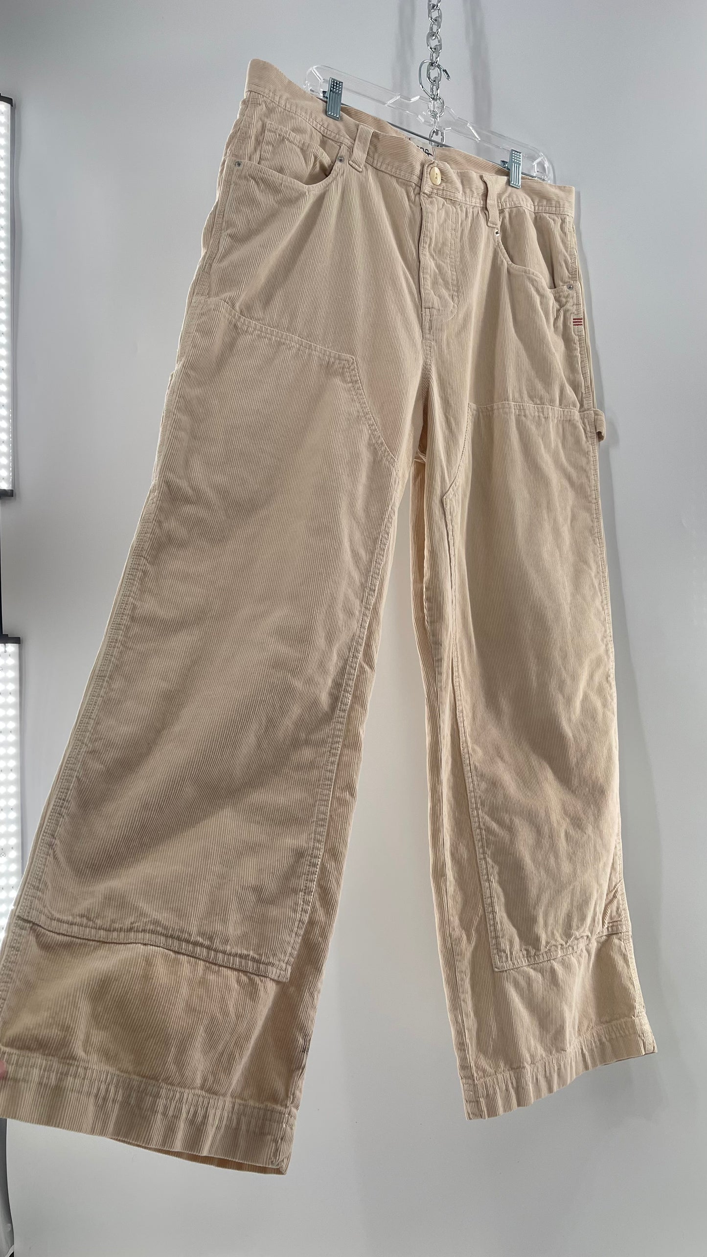 Urban Outfitters BDG Beige Corduroy Cargos with Leg Patches (36)