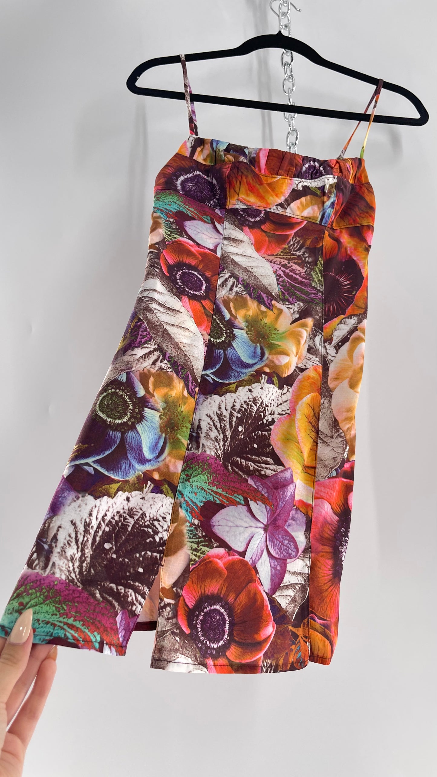 Urban Outfitters Colorful Floral Graphic Psychedelic Mini Dress (XS)