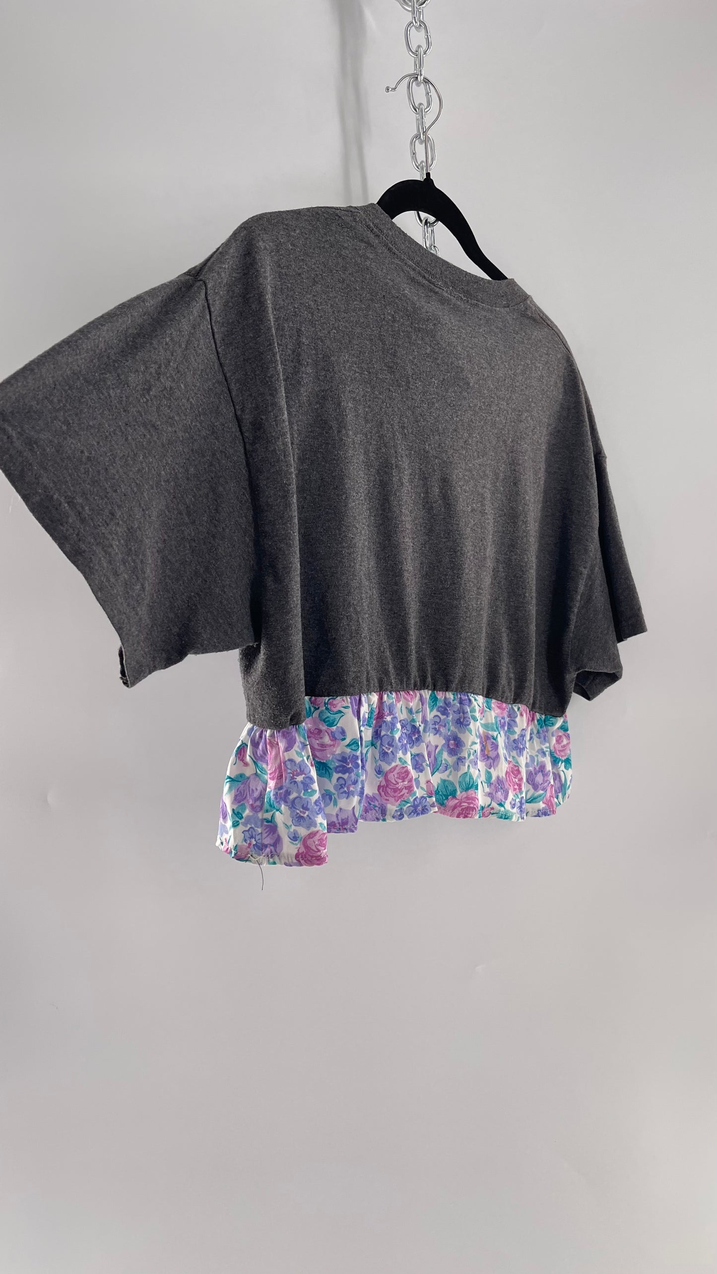 Urban Outfitters Reworked Go Vikings Sports T with Floral 80s Ruffle (M)