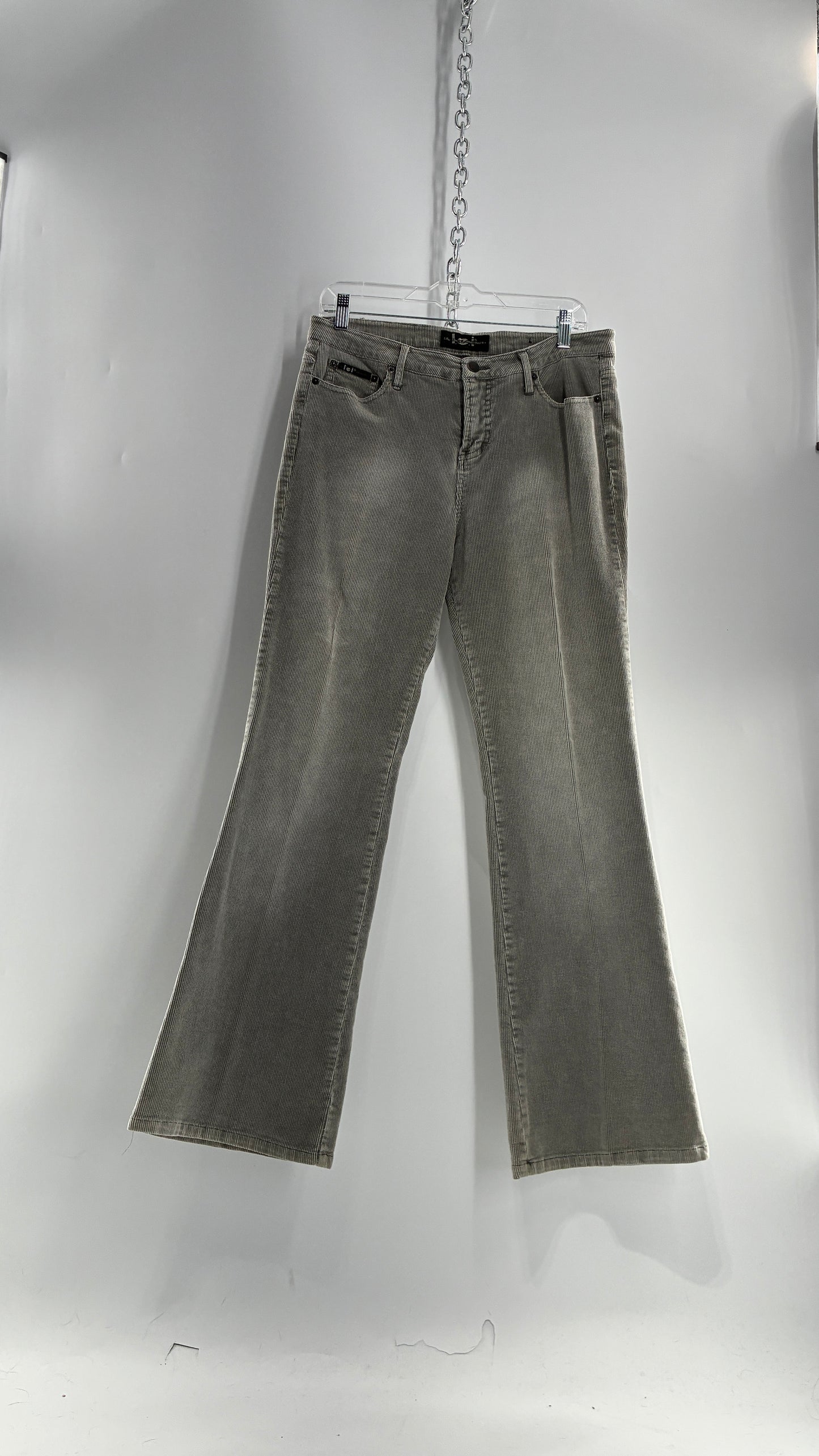 Vintage LEI Grey Corduroy Flare Pants with Fading Detail (13)