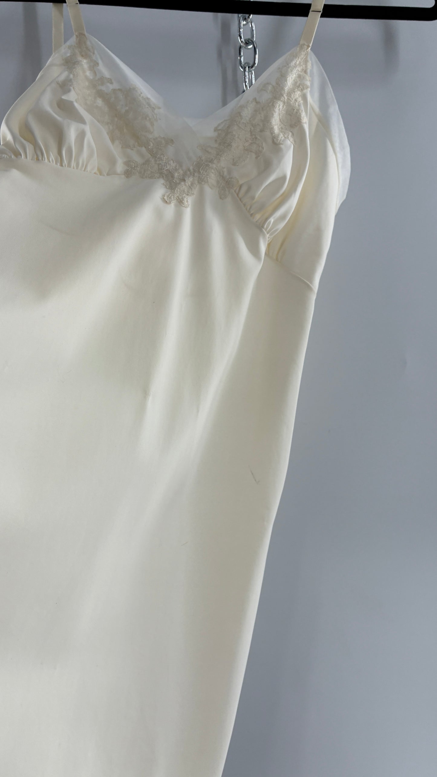 Vintage Van Raalte Suavette Nylon Slip Dress with Pleated, Embroidered Bust (S/34)