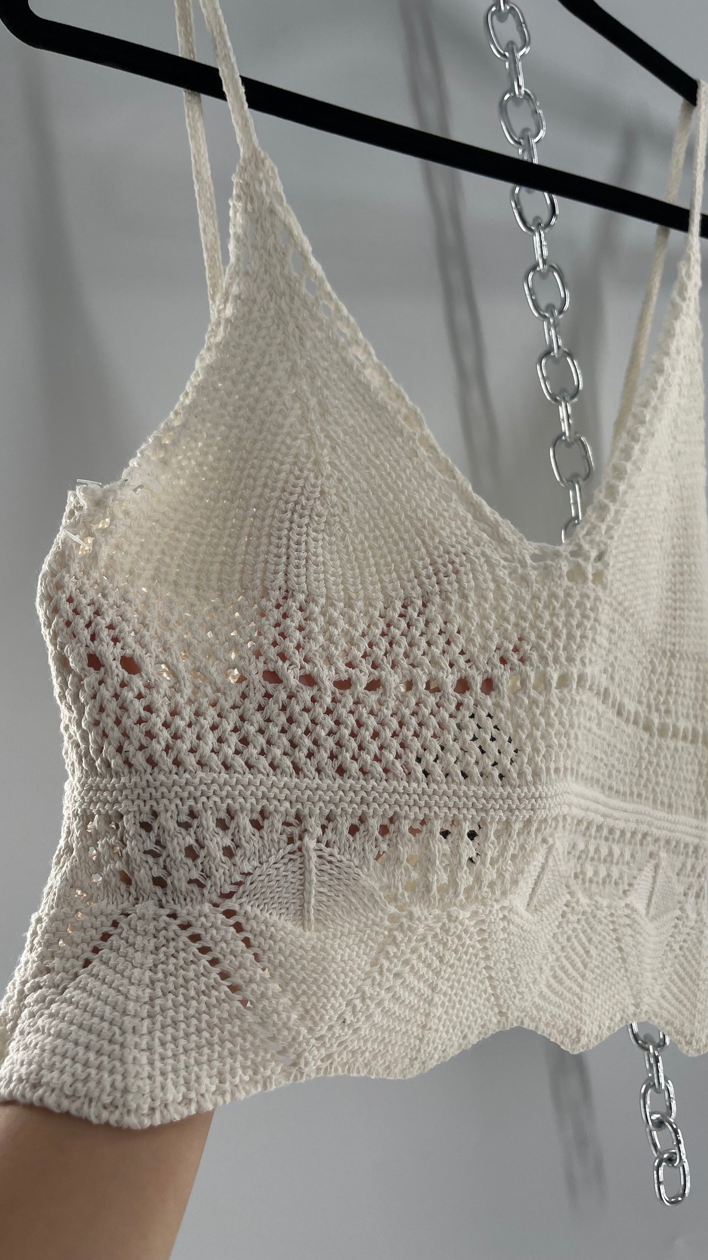 Anthropologie Pilcro White Crochet Cropped Tank (Small)