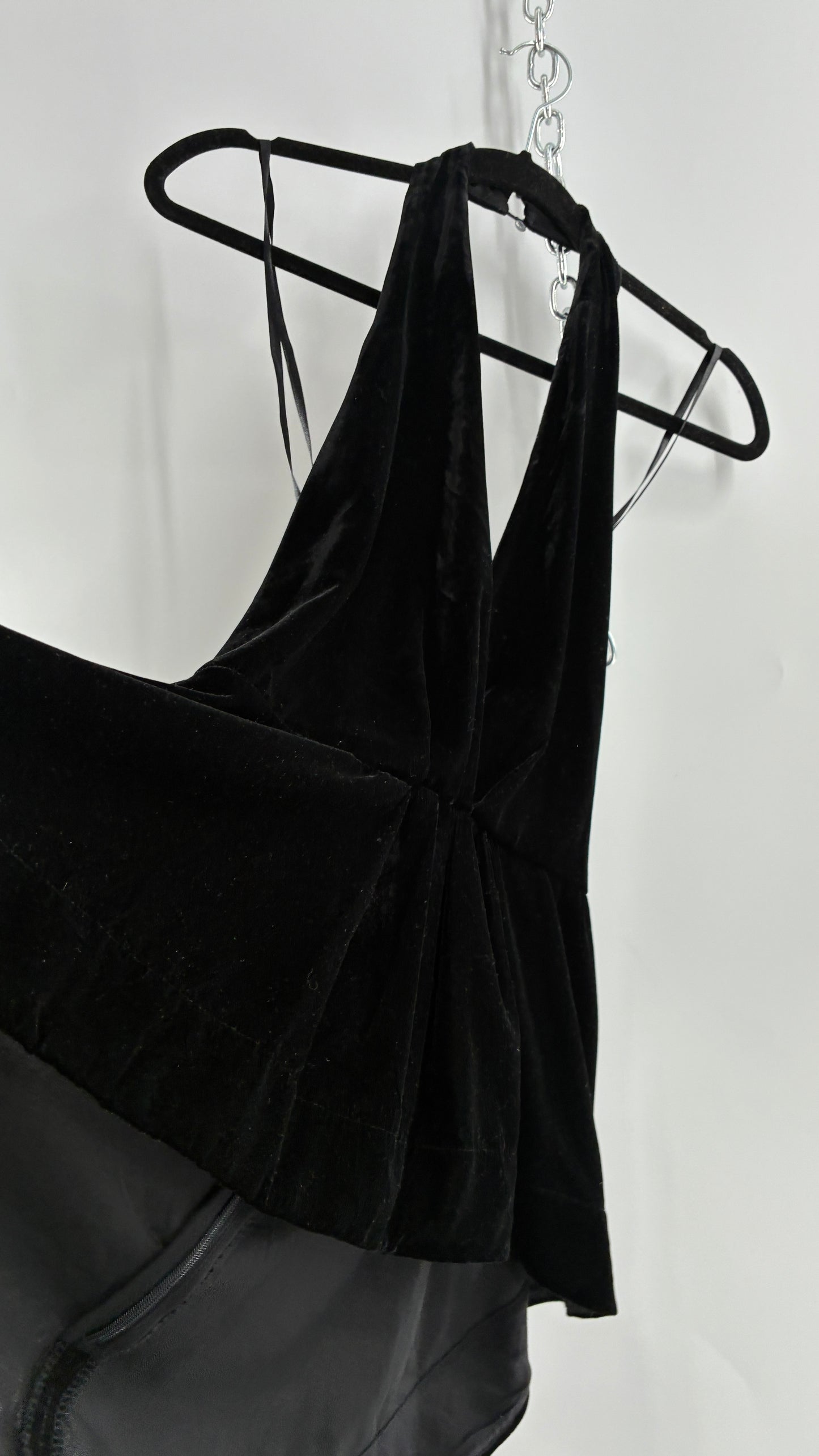 Free People Black Velvet Backless Halter (Small)