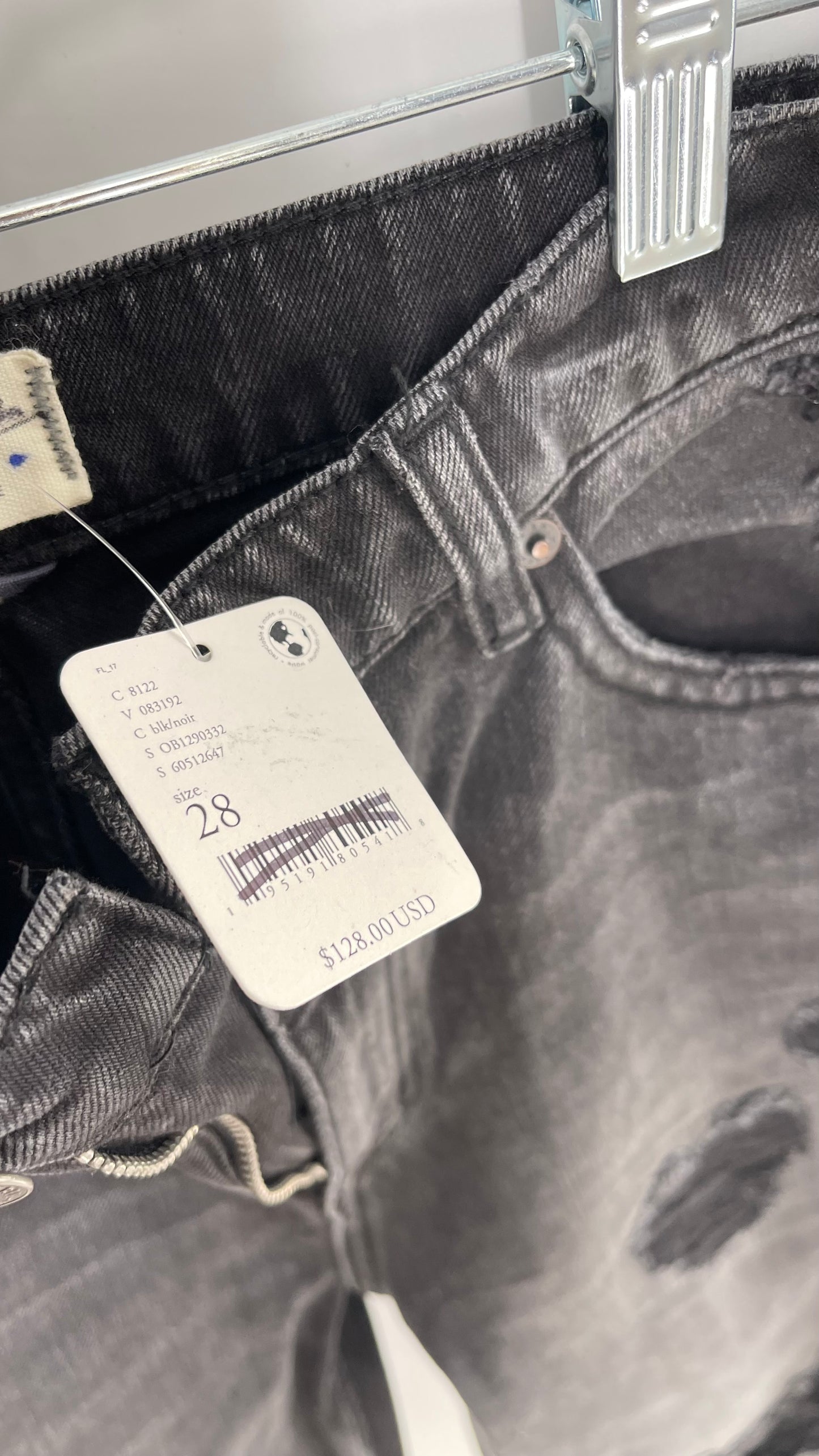 Free People Distressed Black/Grey Jeans with Tags Attached (28)