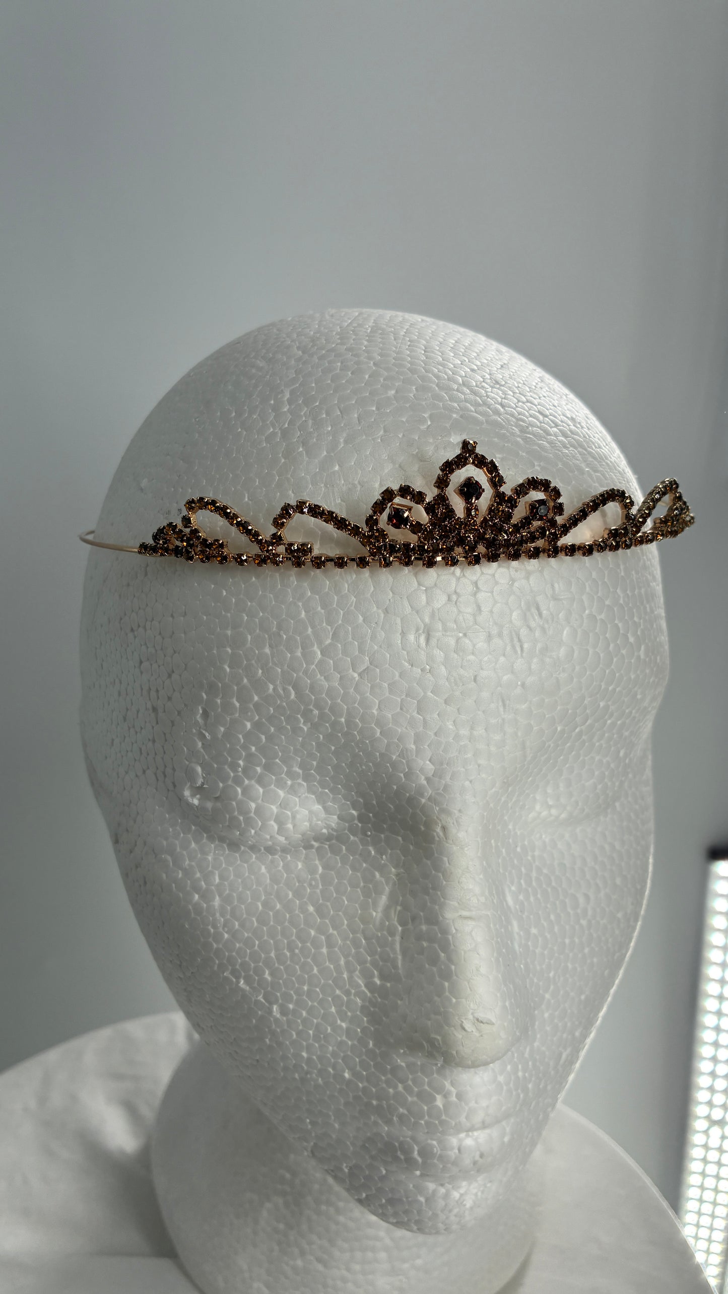 Free People Gold Burgundy Rhinestone Tiara Headband