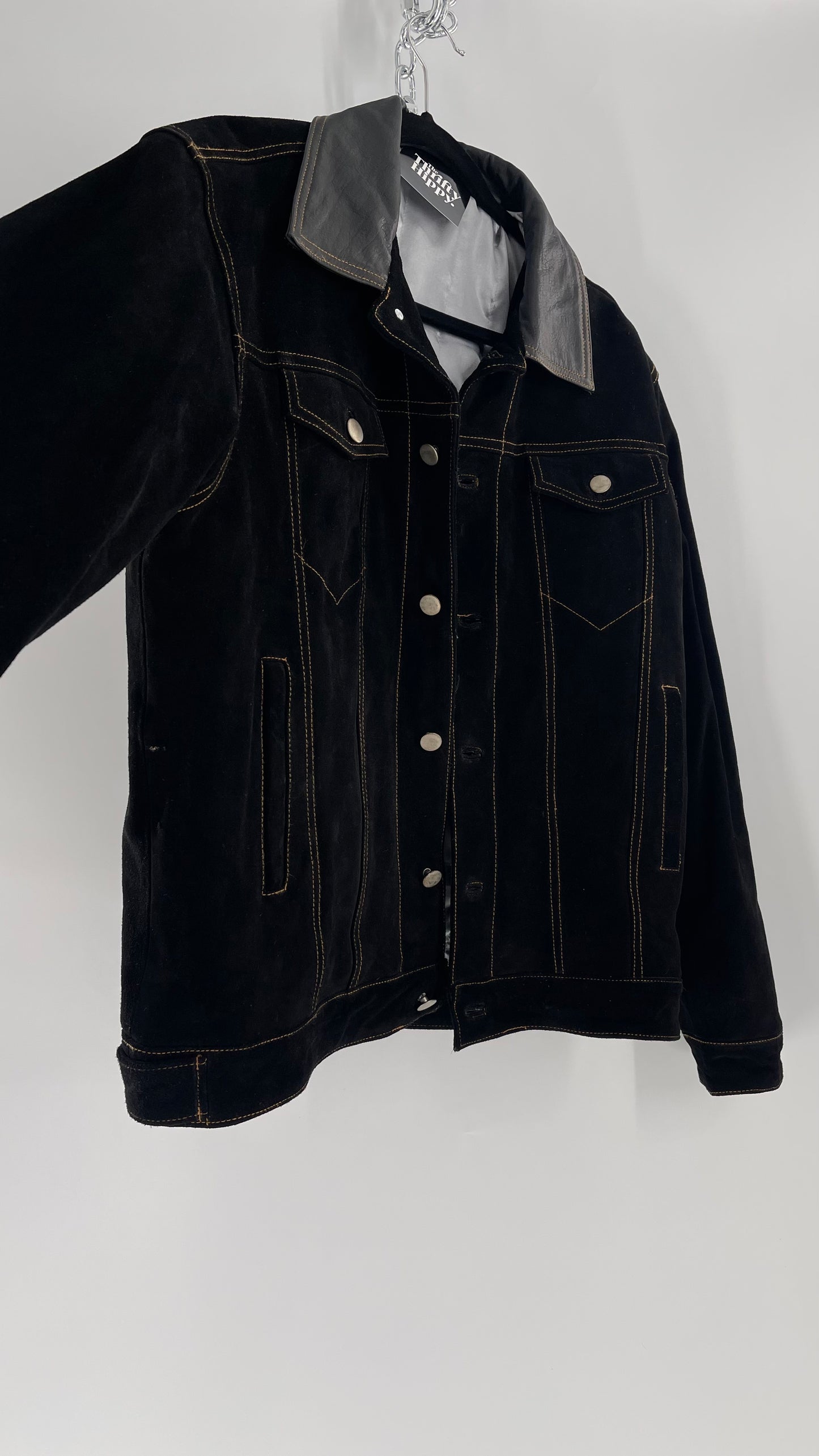 Vintage Extreme Black Suede Heavy Duty Cinematic Jacket (Medium)
