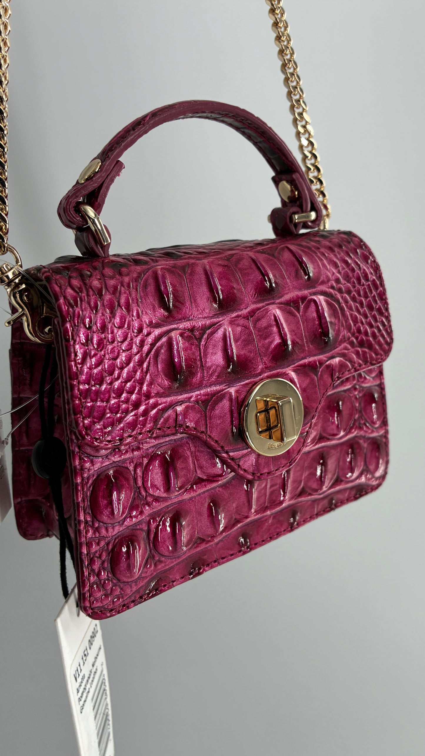 BRAHMIN Arietta Pomegranate Melbourne Mini Purse with Tags Attached, Gold Crossbody Chain and Authentication