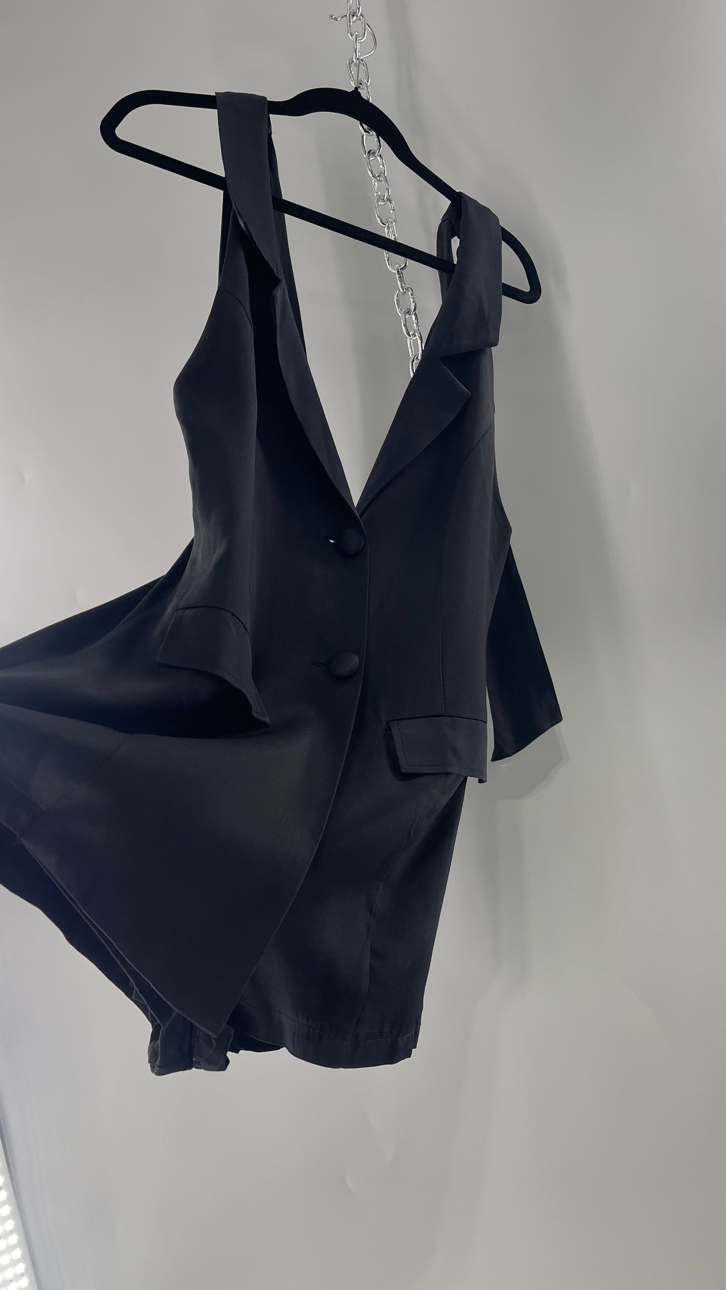 Free People Black Blazer Tuxedo Sleeveless Romper Jumpsuit (S)