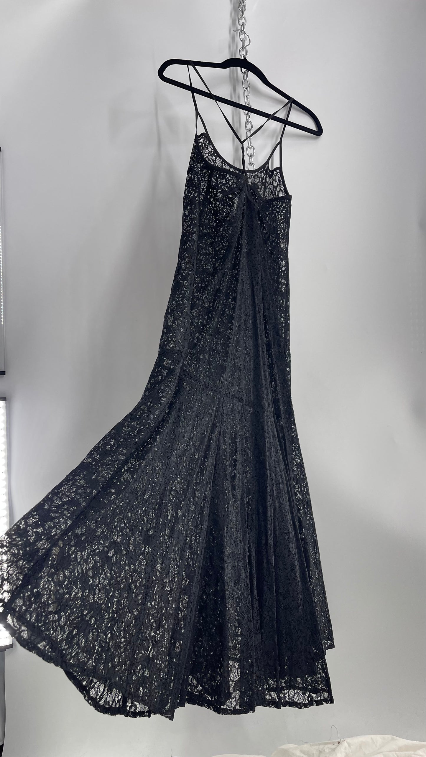 Intimately Free People Black Lace Maxi Gown (Small)