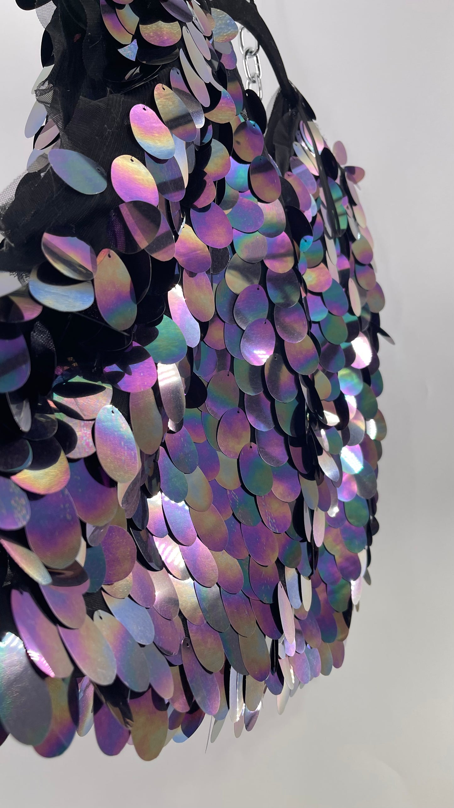 Free People Oversized Iridescent Purple/Indigo Color Changing Sequins (XS)