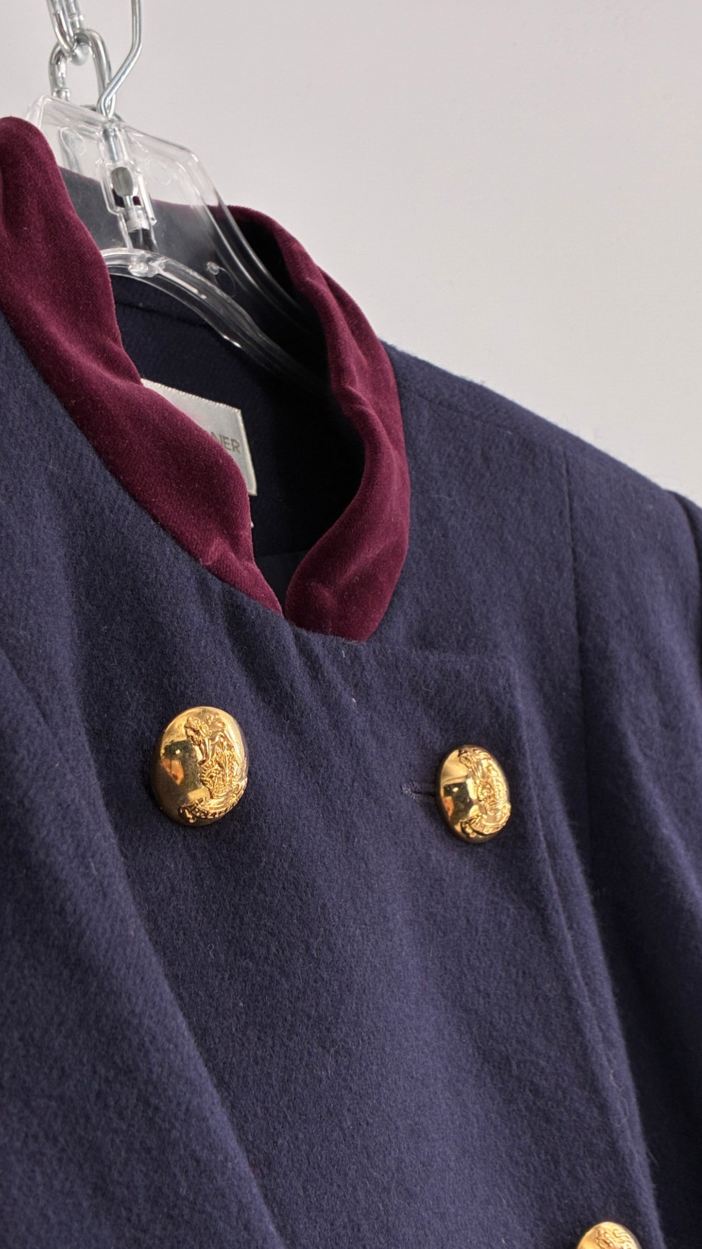 Vintage Suit Set with Bell Boy Style Double Breasted Wool, Velour Cuff Jacket and Upcycled Mini Skirt (6P)