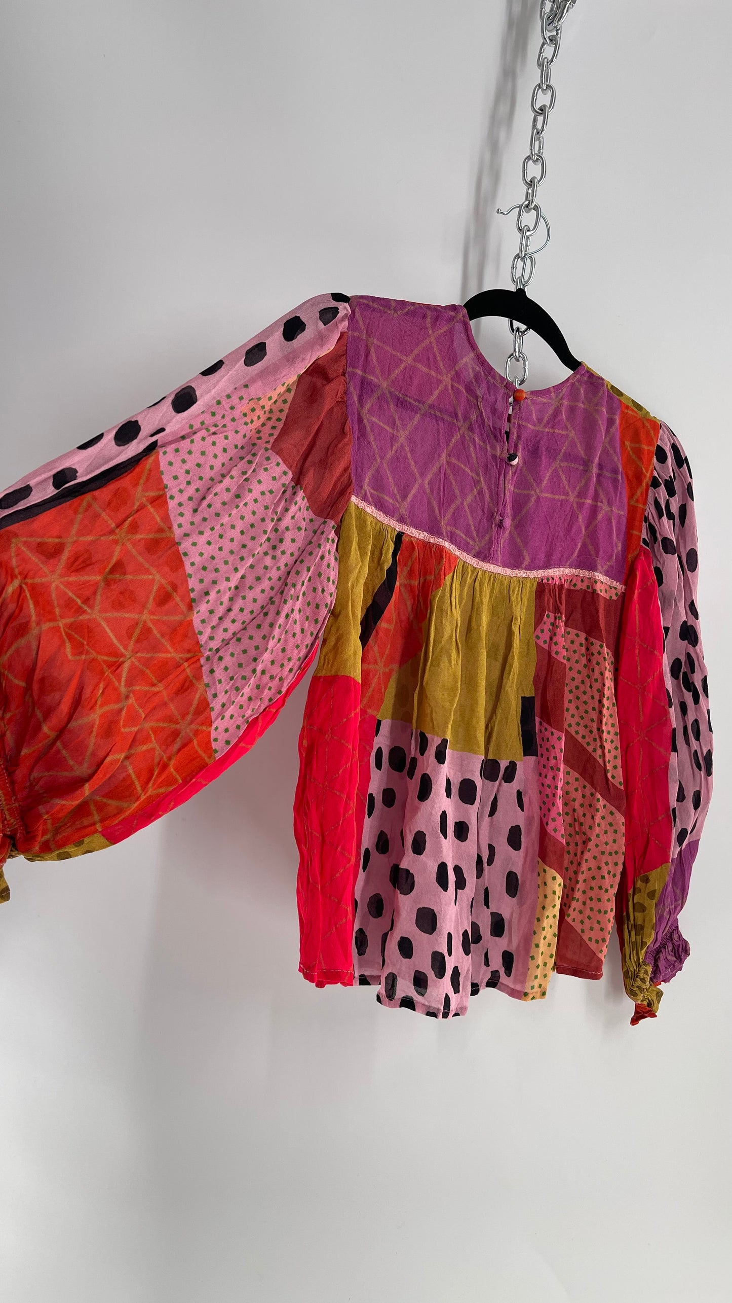BL^NK Mixed Pattern Warm Toned Blouse (Petite Small)