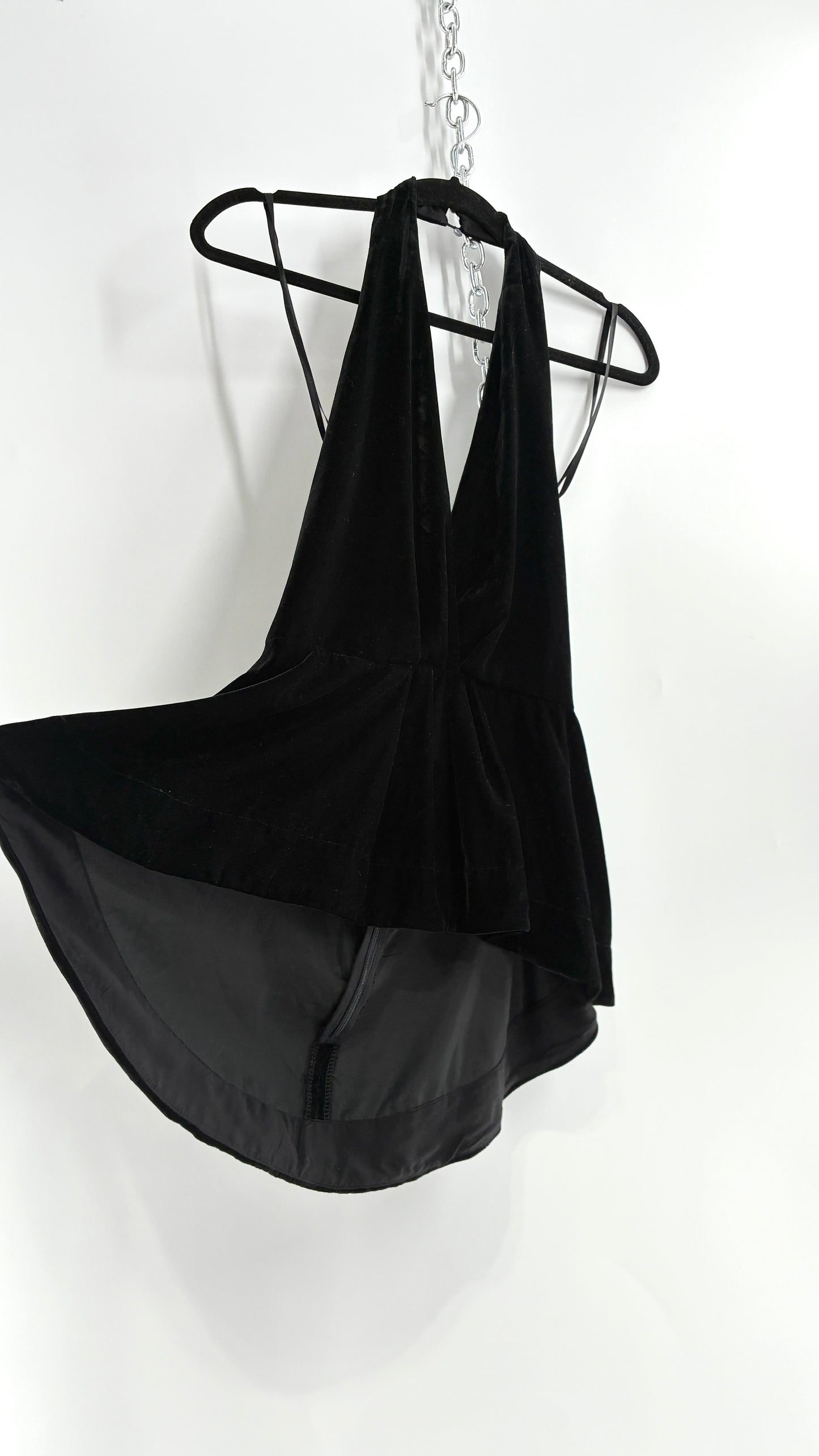 Free People Black Velvet Backless Halter (Small)