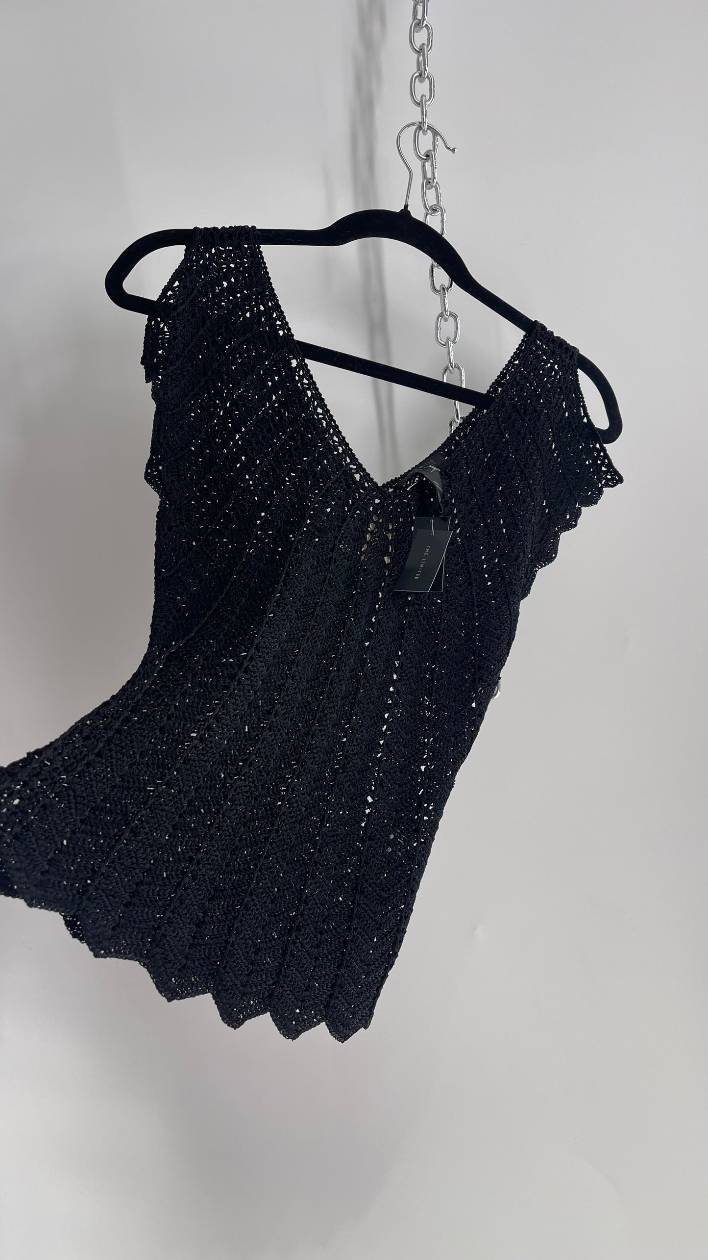 Vintage THE LIMITED Hand Knit Crochet Black Drape Sleeve Top (XS)