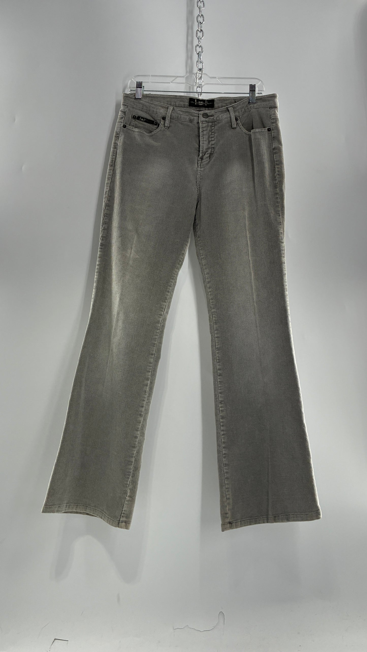 Vintage LEI Grey Corduroy Flare Pants with Fading Detail (13)