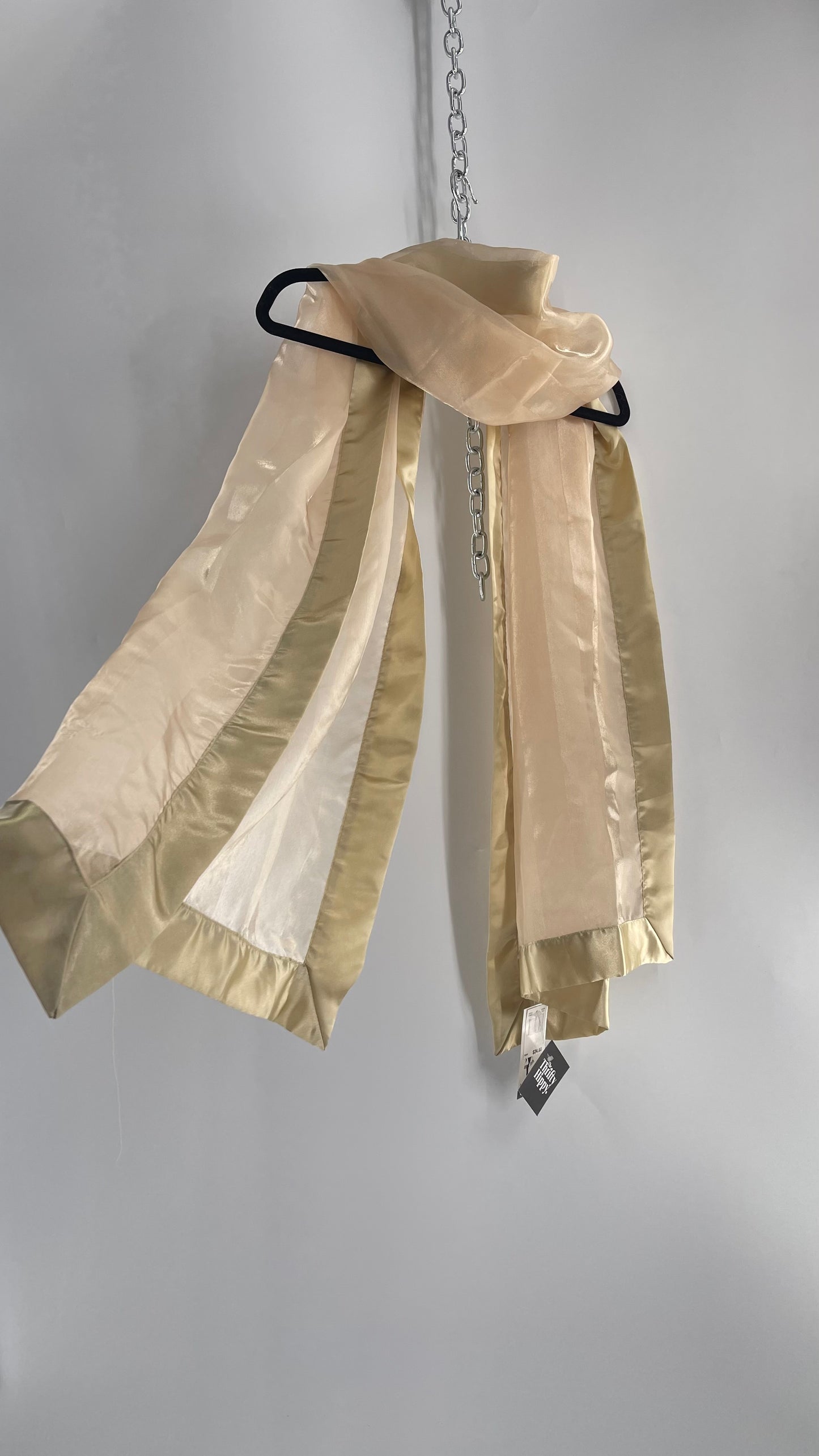 Deadstock Vintage Gold Voile Scarf with Tags Attached