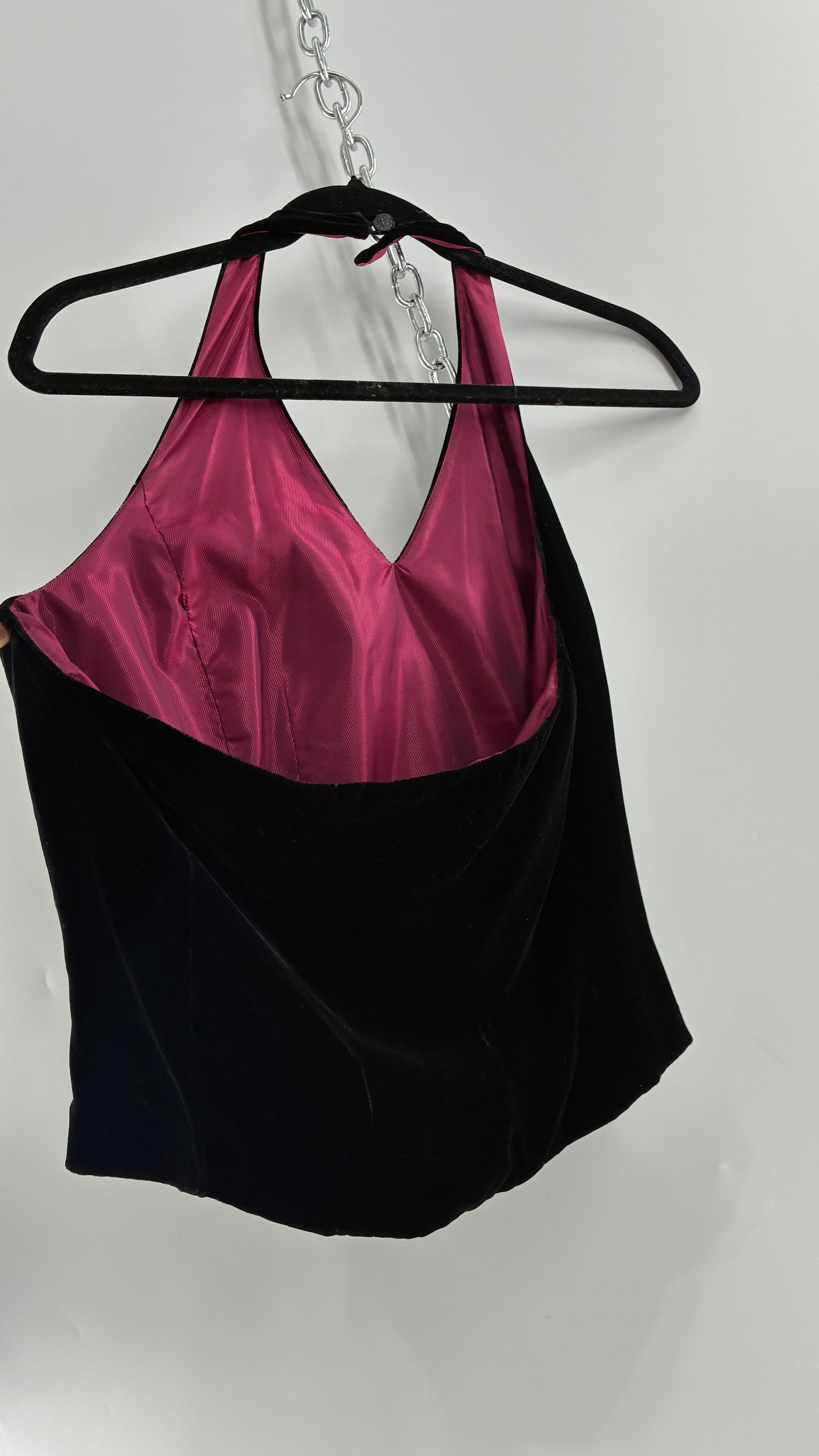 ANN TAYLOR Petite Black Velvet Low Back Tailored Cropped Halter (8P)