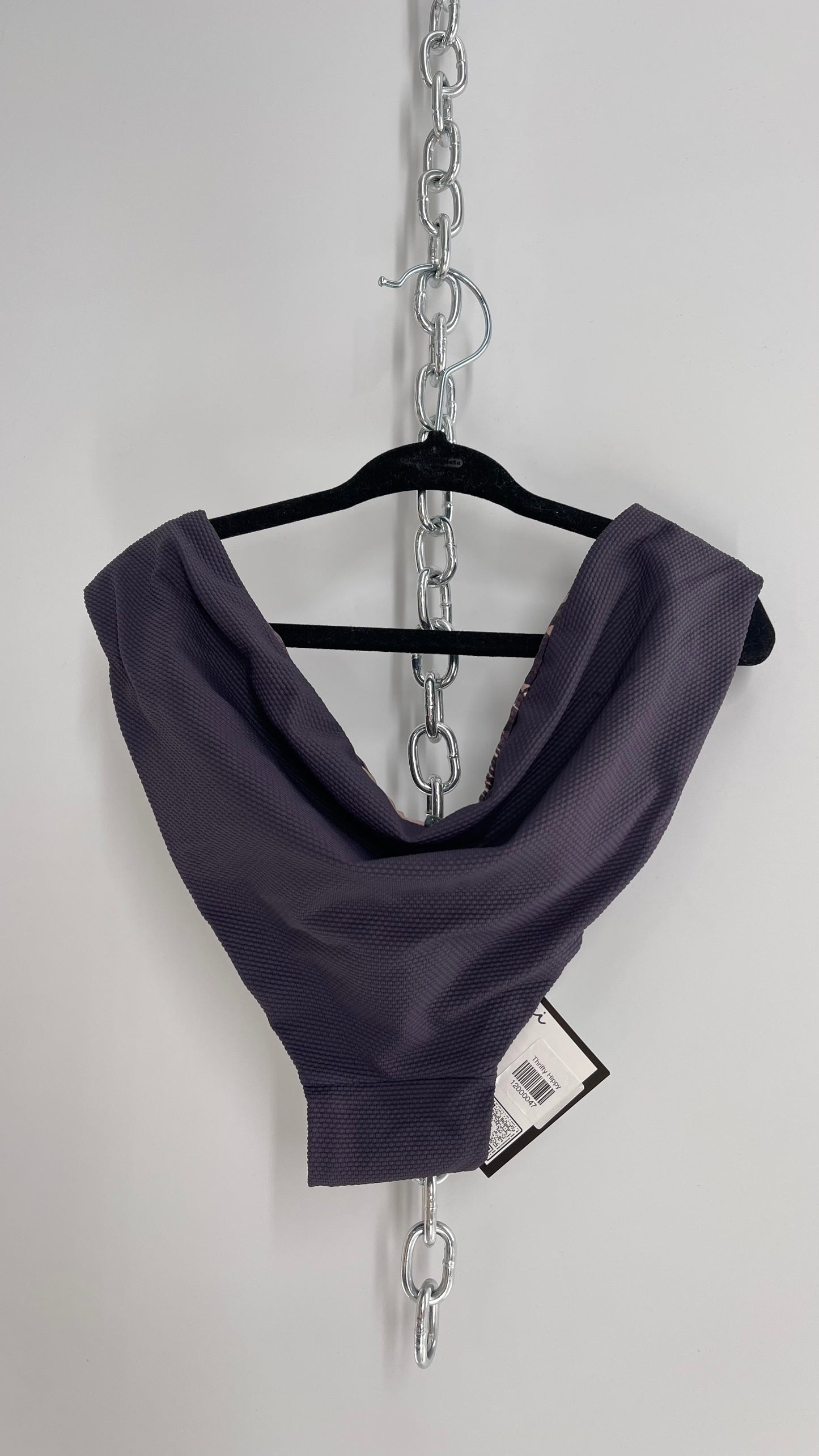 Maaji Deep Purple and Leaf Patterned Reversible Swim Bottoms NWOT (XL)