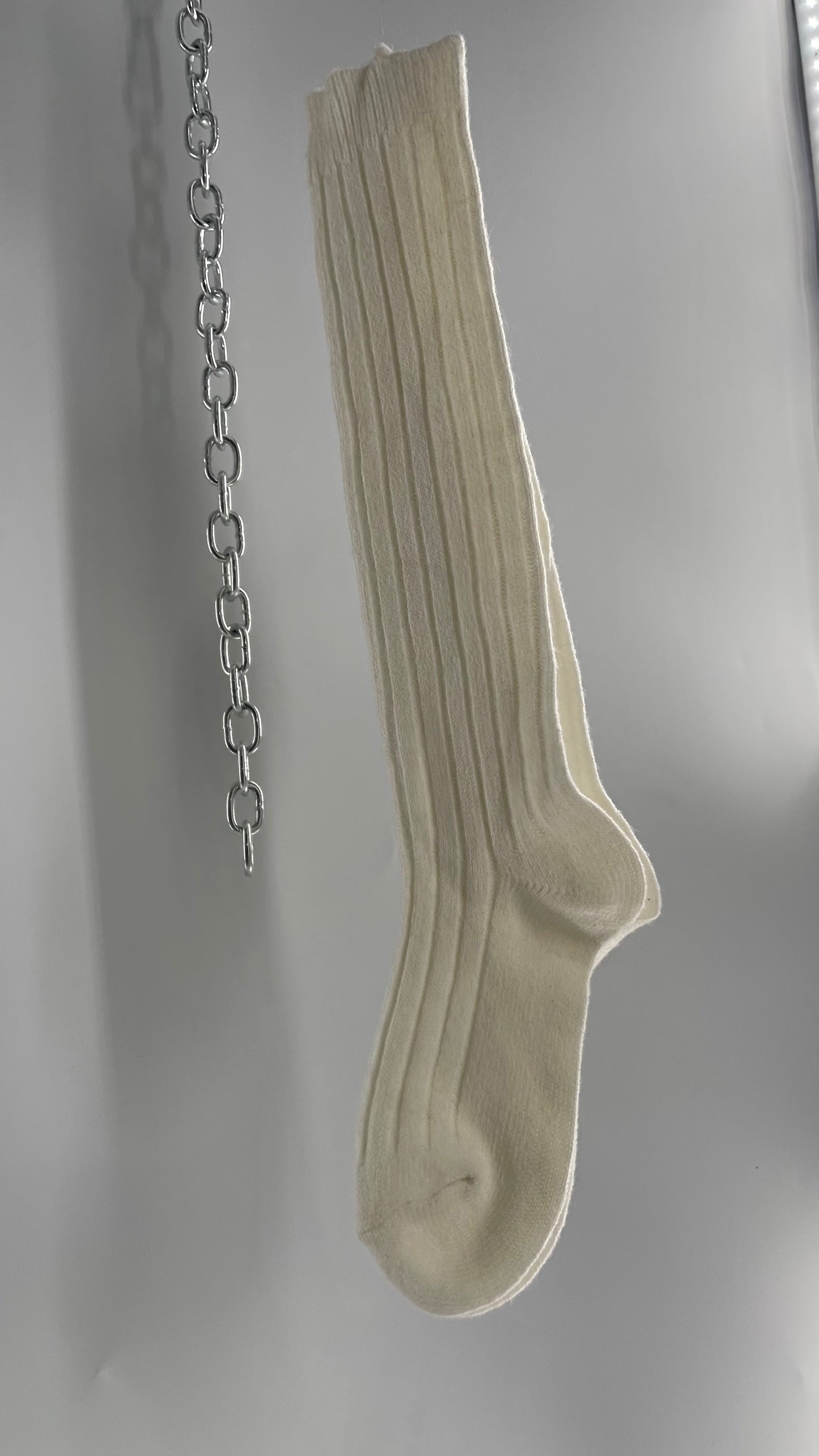 Free People Off White Ribbed Knee/Thigh High Socks