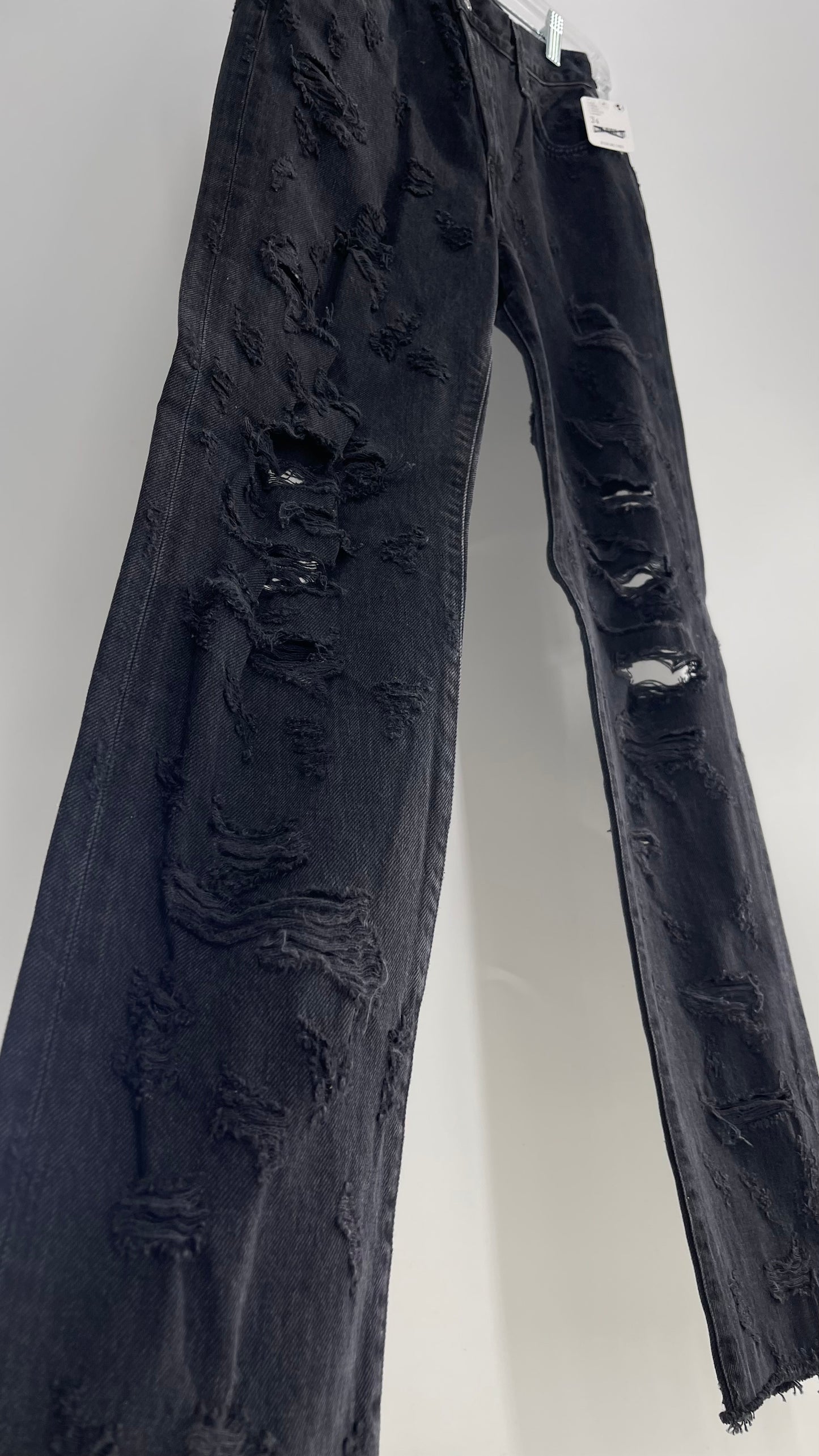 Free People Grey/Black Distressed Jeans with Tags Attached (24)