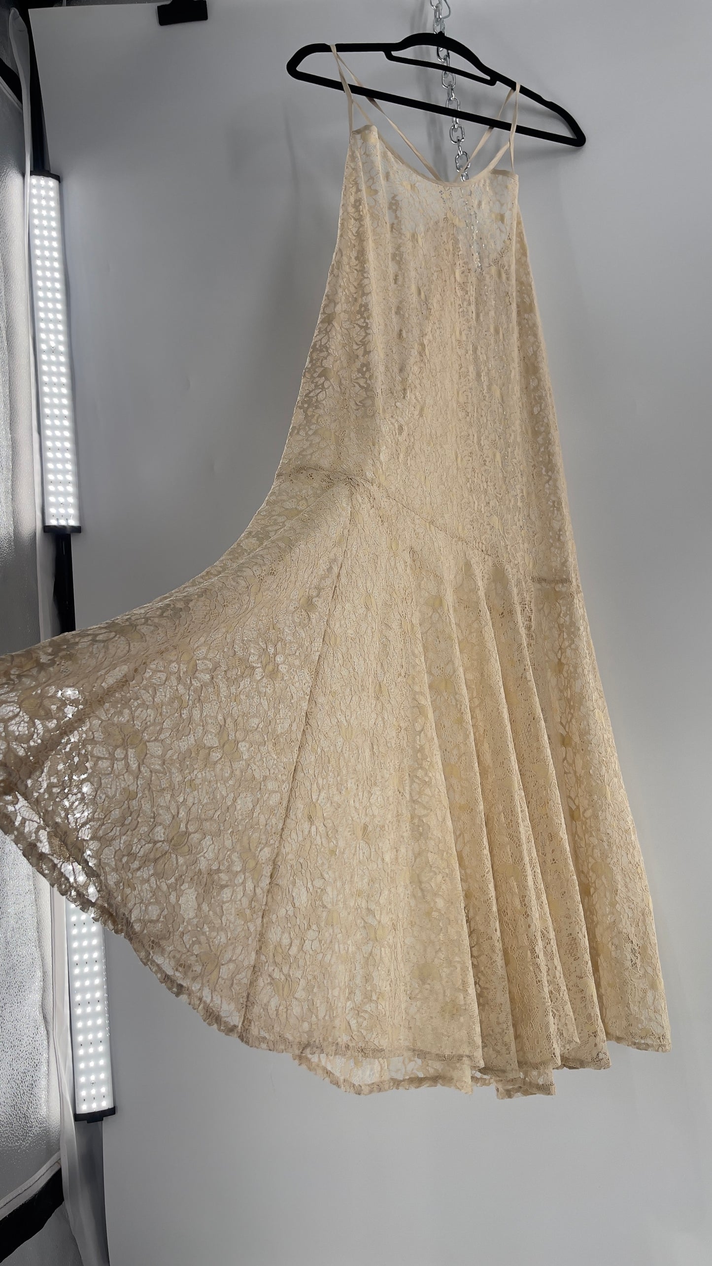 Intimately Free People Beige Lace Slip Maxi Dress (XS)