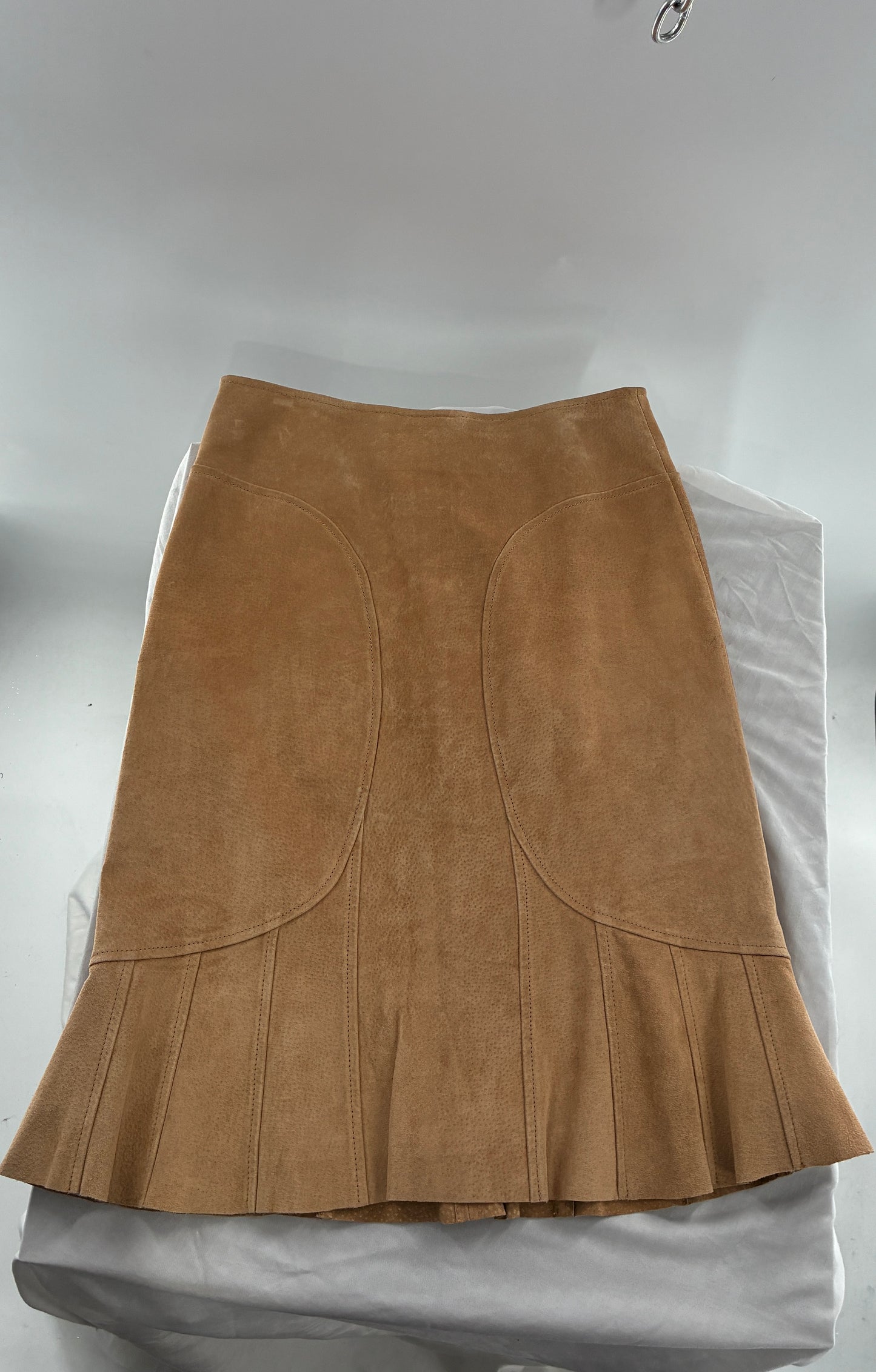 Vintage Moda International Genuine Leather Pleated Hem Skirt with Rounded Hip Panels (0)