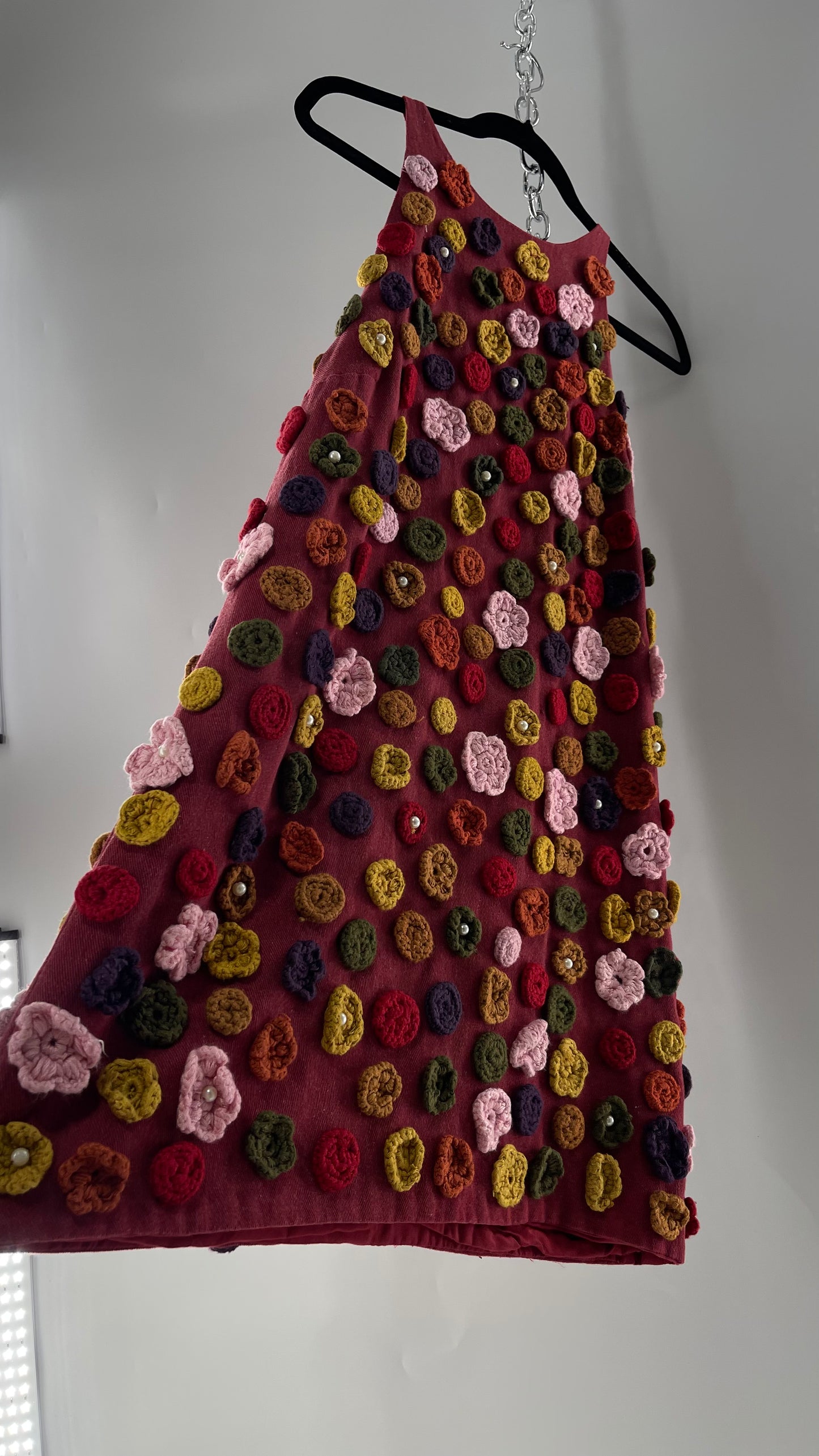 GUILD KALLOS Crochet Flower Appliqué Shift Dress (6)
