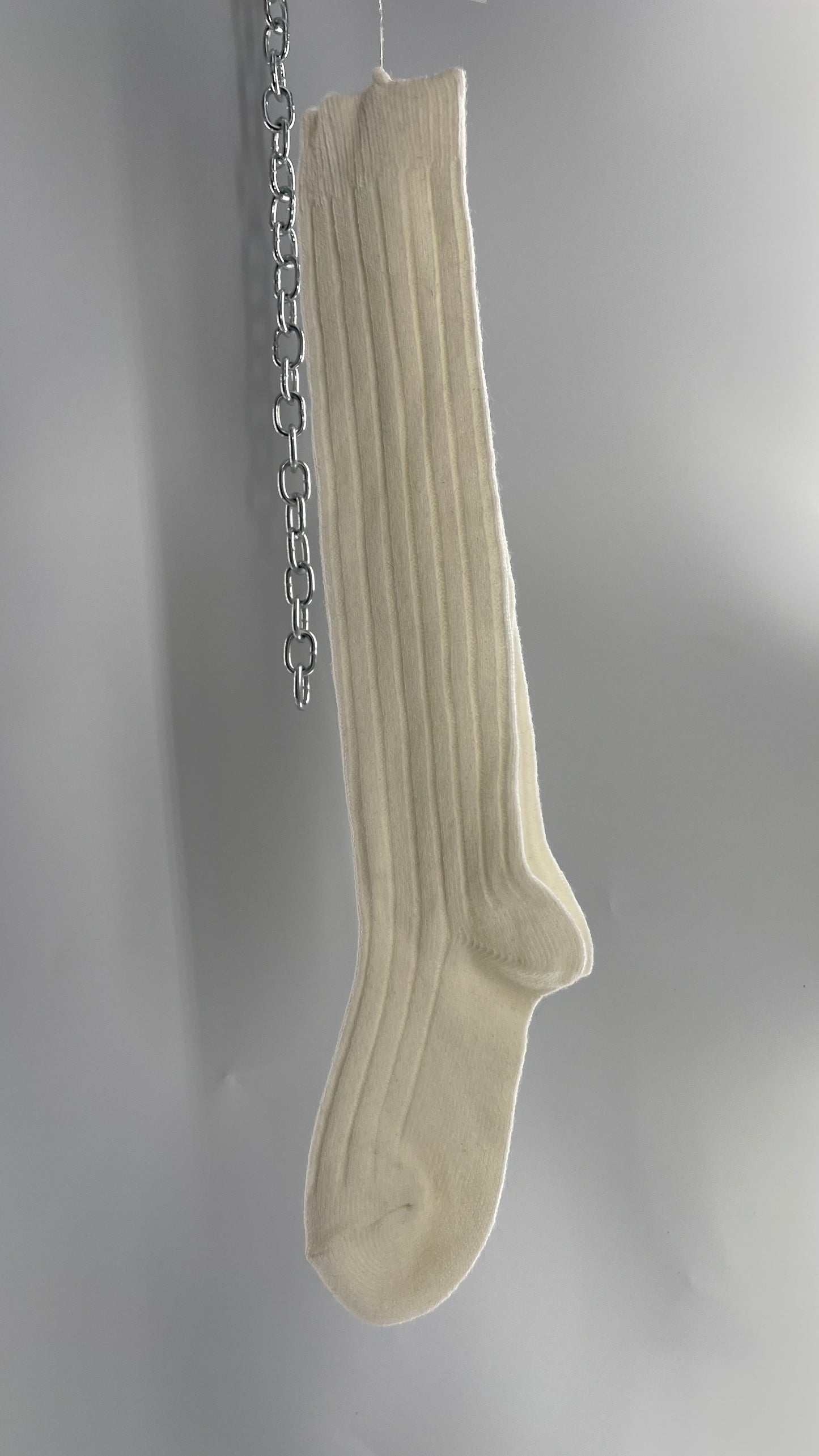 Free People Off White Ribbed Knee/Thigh High Socks