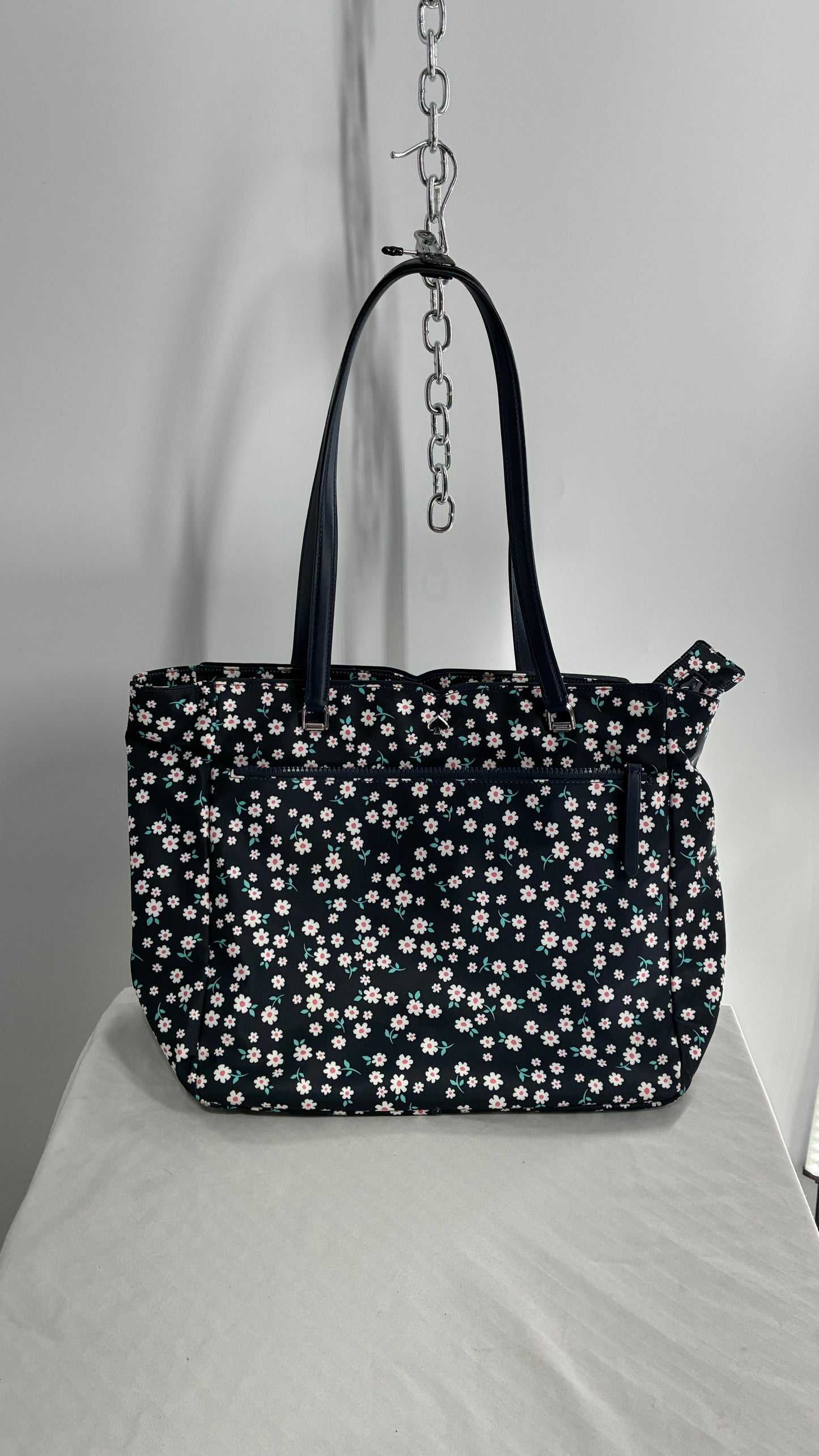 Kate Spade Jae Fleurette Navy Blue Floral Large Tote Bag