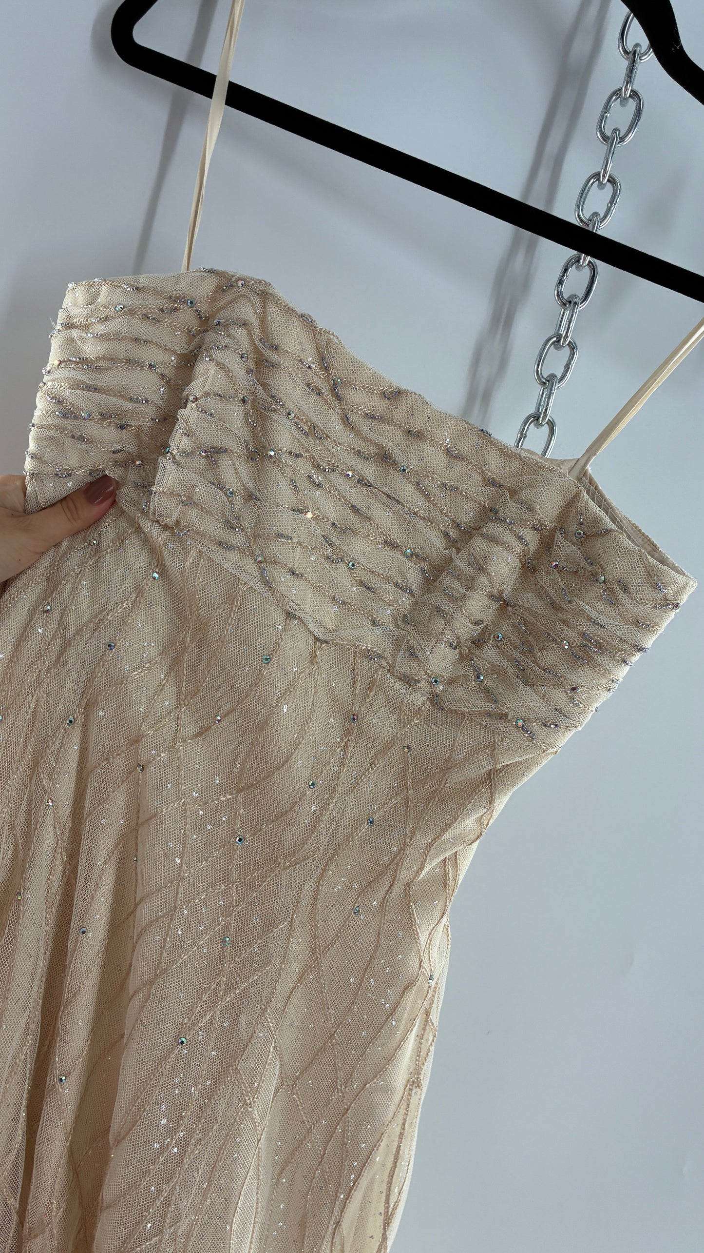 Vintage Victor Costa for Neiman Marcus Strapless Ruched/Pleated Bust Mermaid Gown Covered in Braided Threads and Embroidered Beads (6)