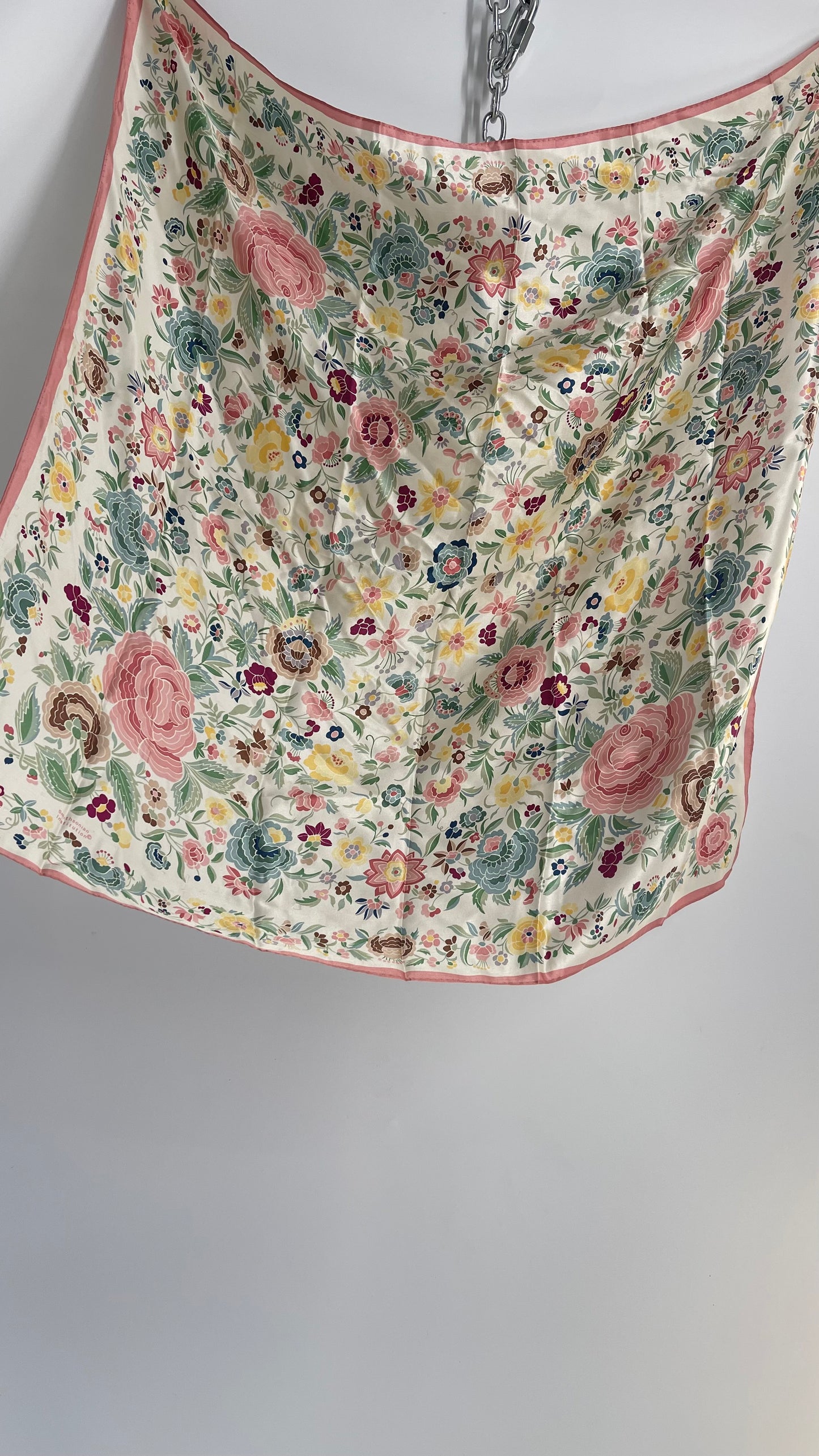 Vintage Smithsonian Institute Pastel Florals Scarf