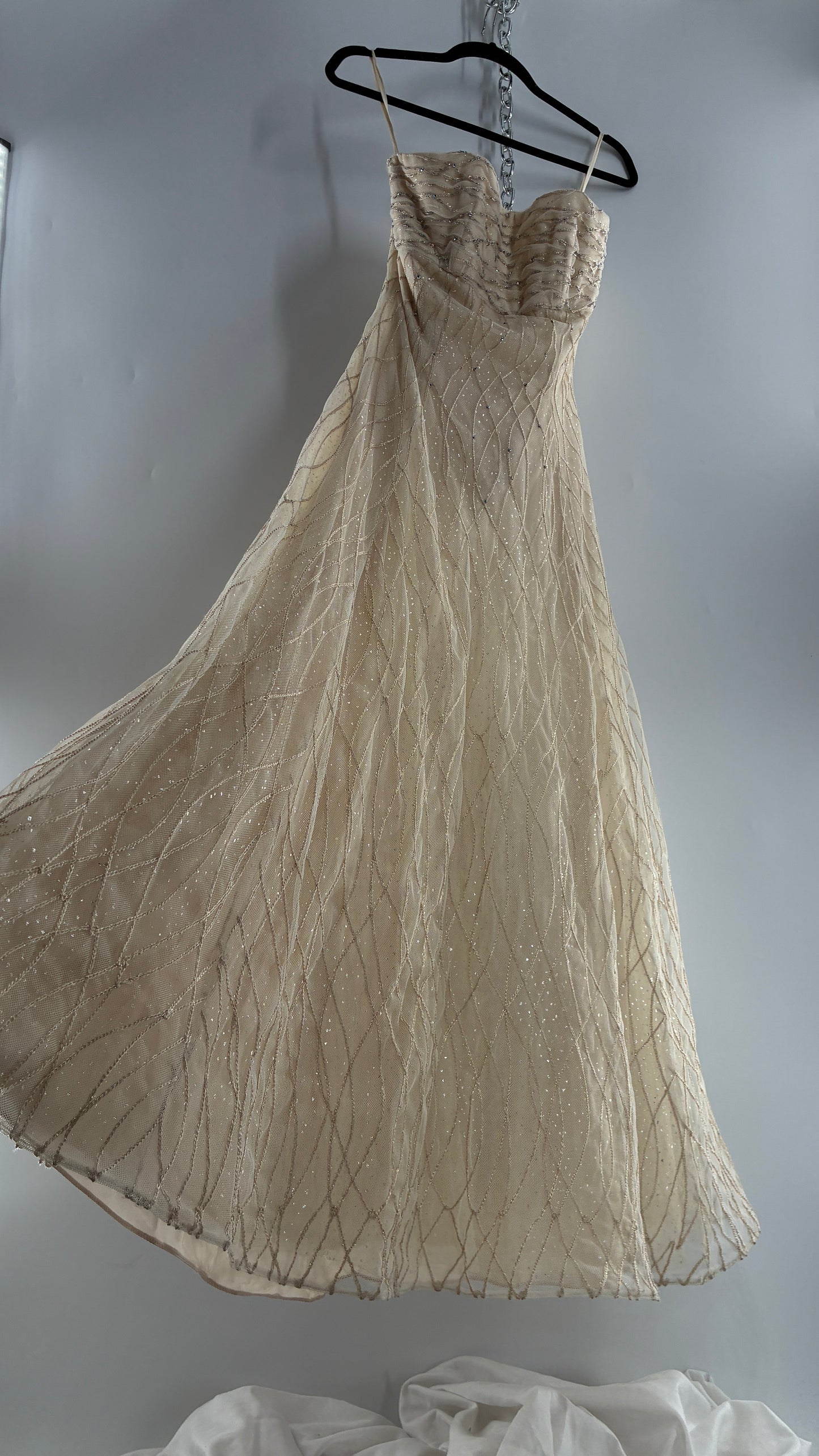 Vintage Victor Costa for Neiman Marcus Strapless Ruched/Pleated Bust Mermaid Gown Covered in Braided Threads and Embroidered Beads (6)